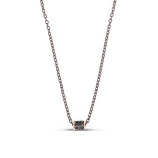 COLLIER DE HOMME EN TITANE AVEC BARILLET EN OR ROUGE 9 KT ET DIAMANTS NOIRS