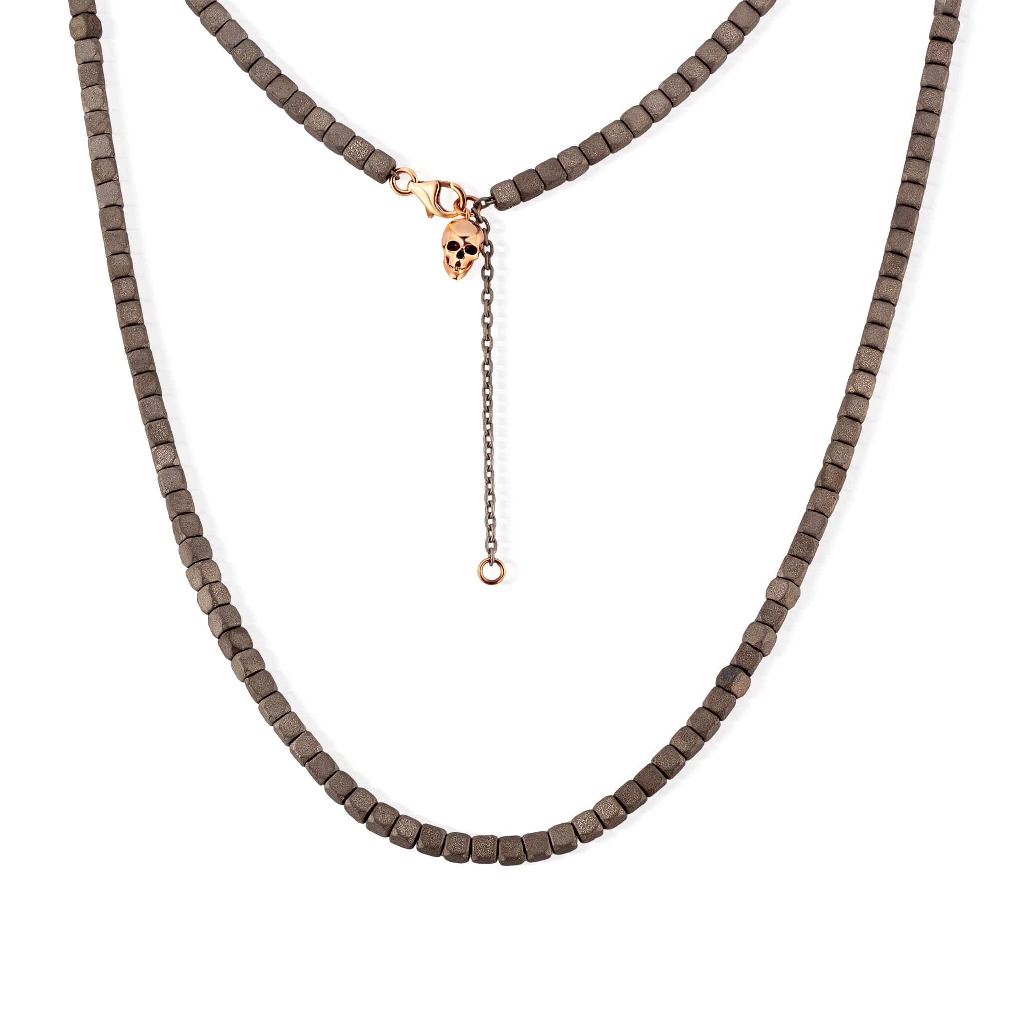 Necklace CUBY IN Titanium, TESCHIETTO IN Rose gold 9KT and Diamond BLACK