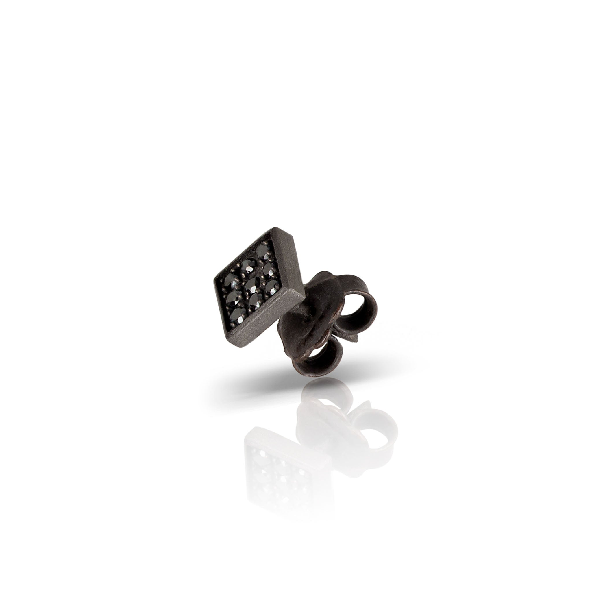 MONO Earring UOMO QUADRETTO GRANDE Titanium and 9 Diamonds BLACK.