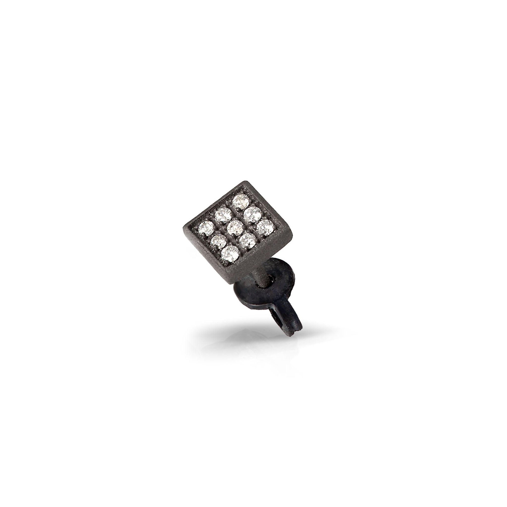 MONO Earring UOMO QUADRETTO GRANDE Titanium and 9 Diamonds WHITE.