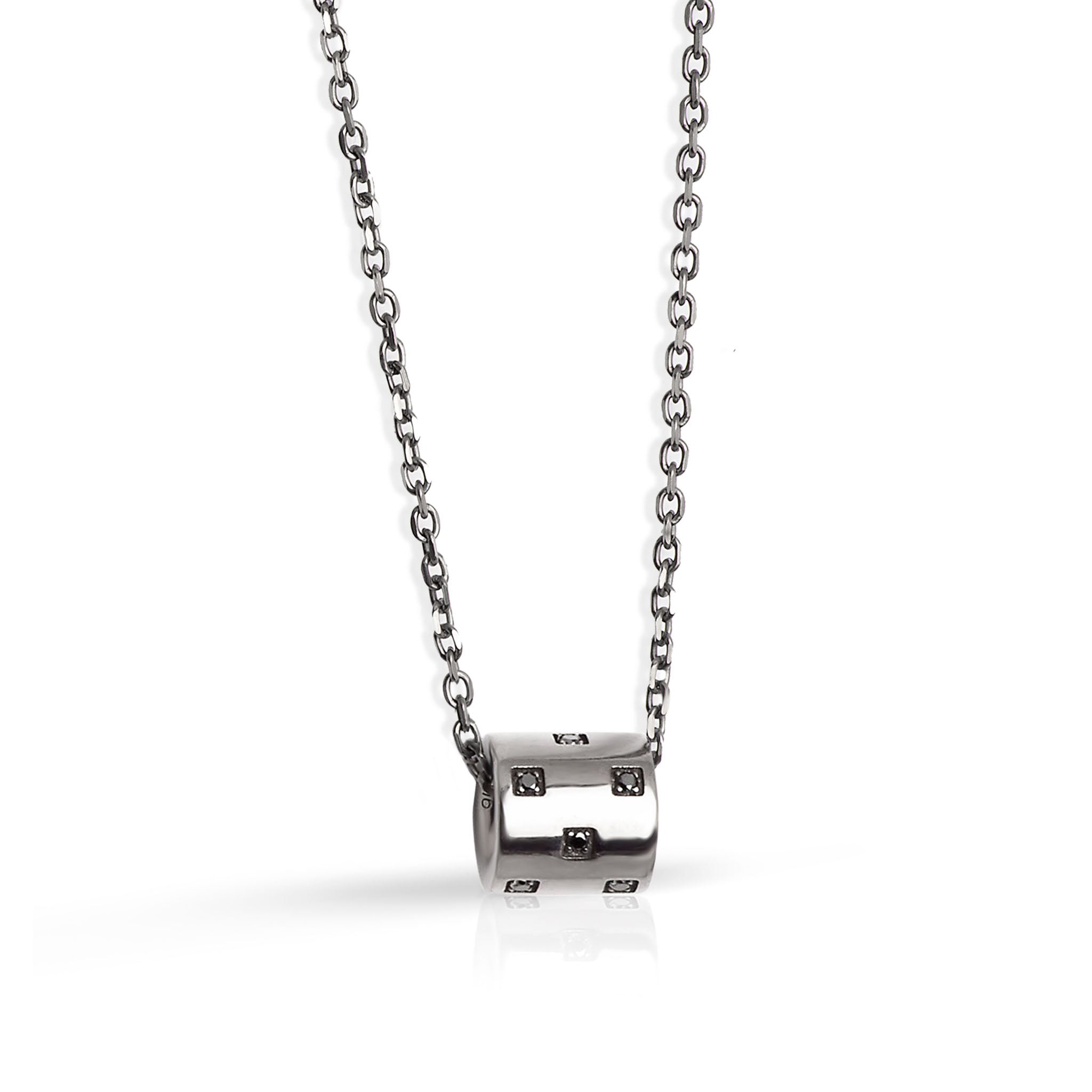 Necklace with BARILOTTO Minimal IN White gold 9 KT BRUNITOE 12 Diamonds BLACK.