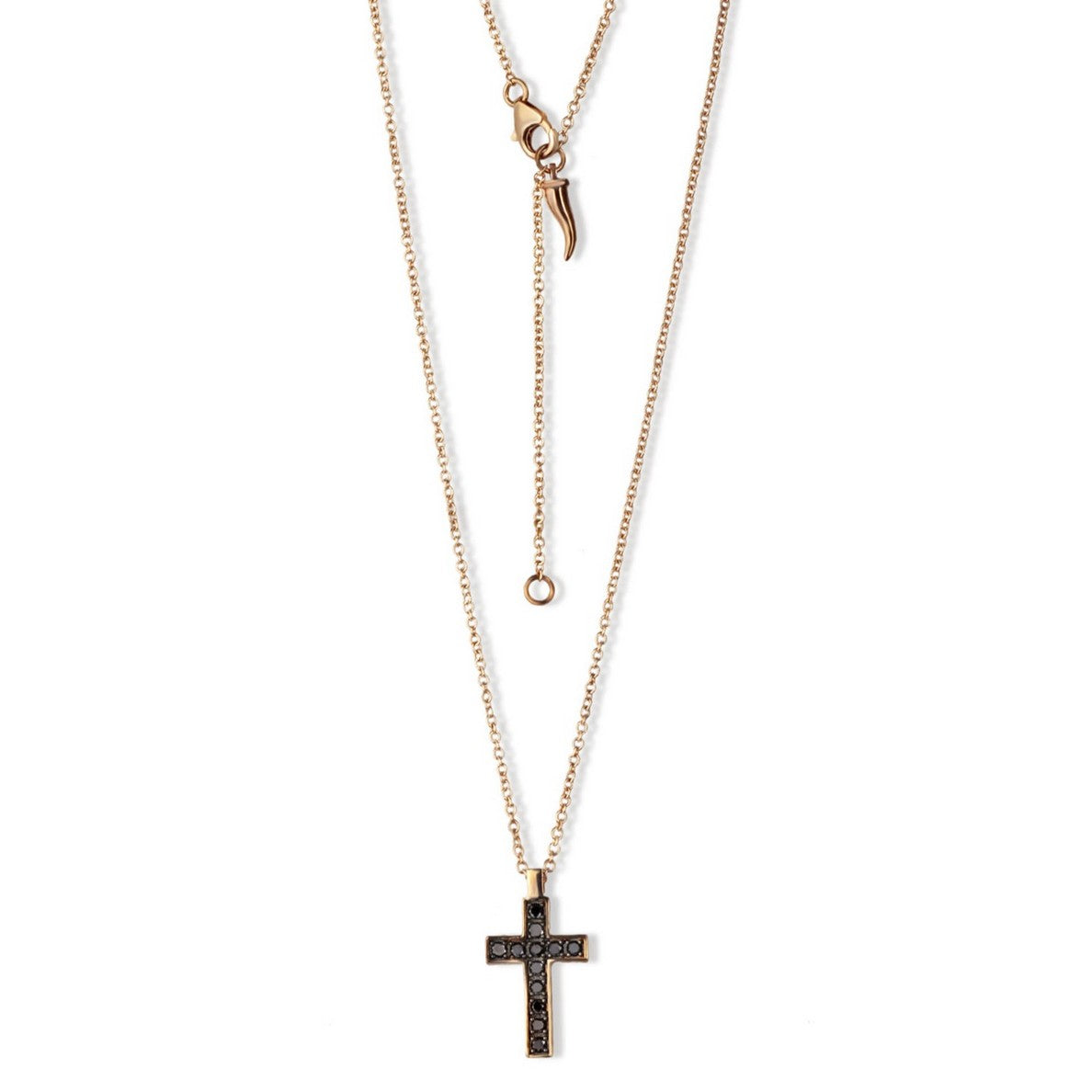 COLLANA UOMO IN ORO ROSSO 9 KT E DIAMANTI BLACK
