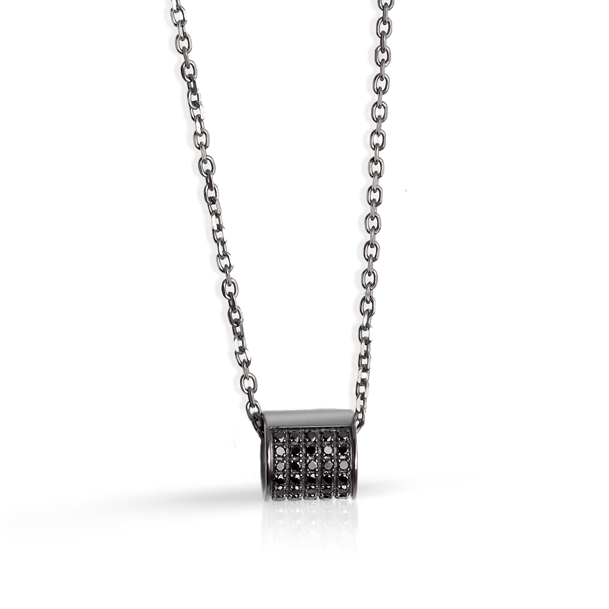 Necklace IN Titanium with BARILOTTO IN White gold 9KT BRUNITO and Diamonds BLACK.