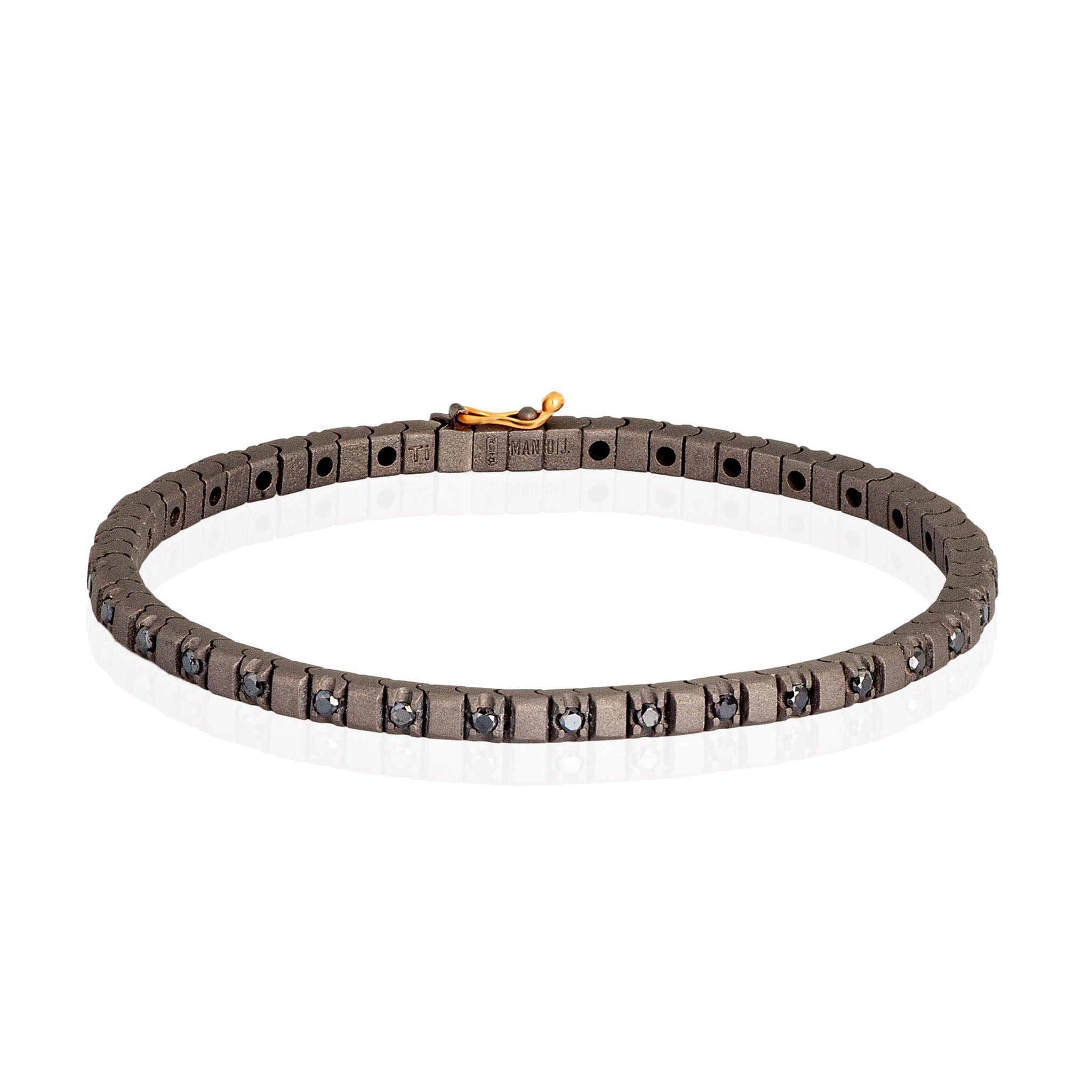 Bracelet TENNIS CLASSICO IN Titanium, Rose Gold 18 KT and Diamonds BLACK by 3 PUNTI ALTERNATI.