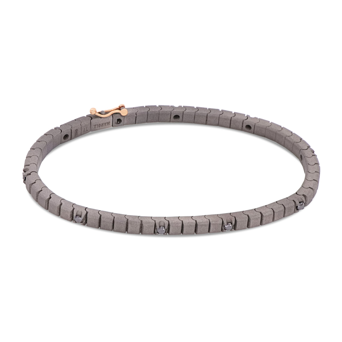 BRACCIALE TENNIS CLASSICO IN TITANIO, ORO ROSSO 18 KT E 10 DIAMANTI BLACK DA 5 PUNTI