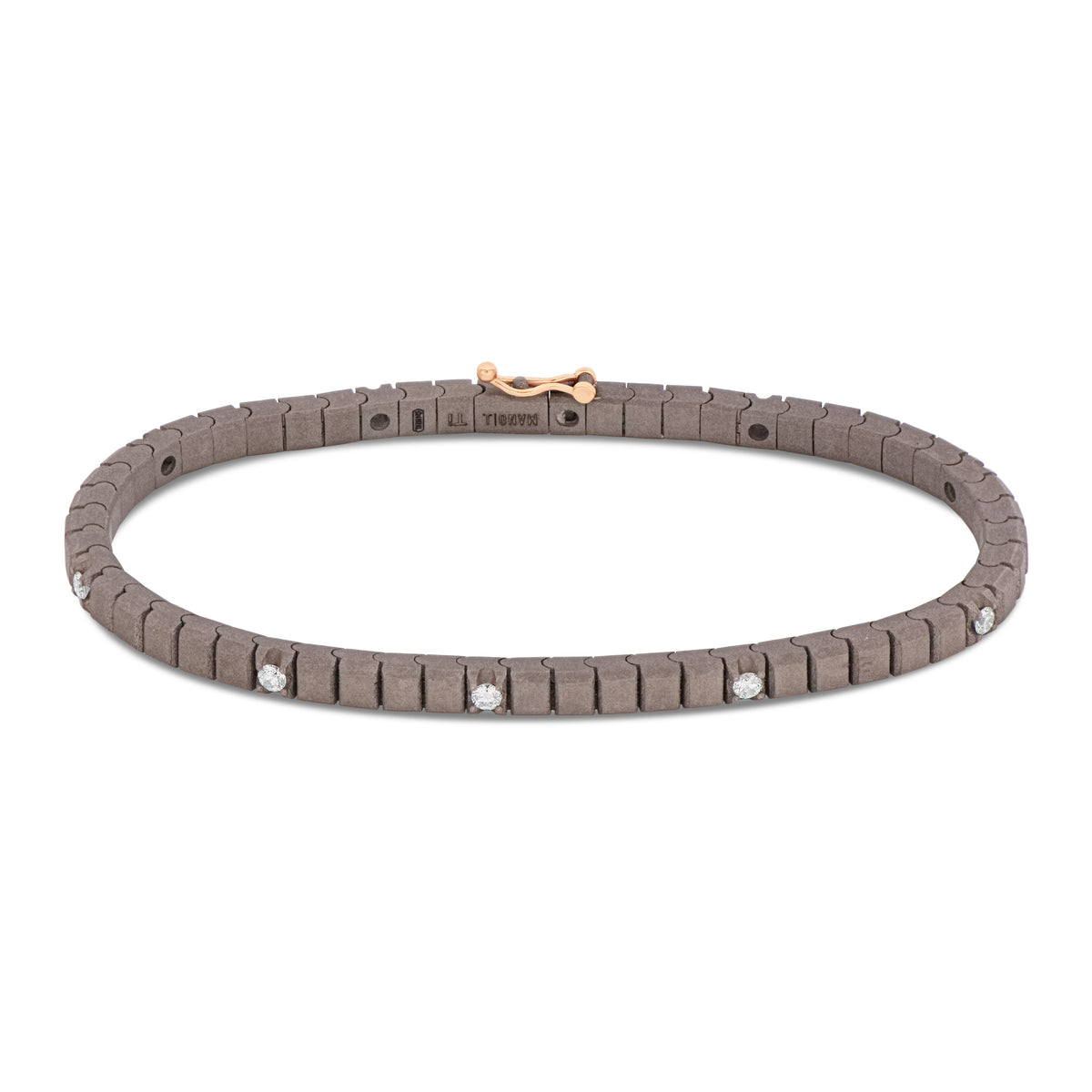 BRACCIALE TENNIS CLASSICO IN TITANIO, ORO ROSSO 18 KT E 10 DIAMANTI WHITE DA 5 PUNTI