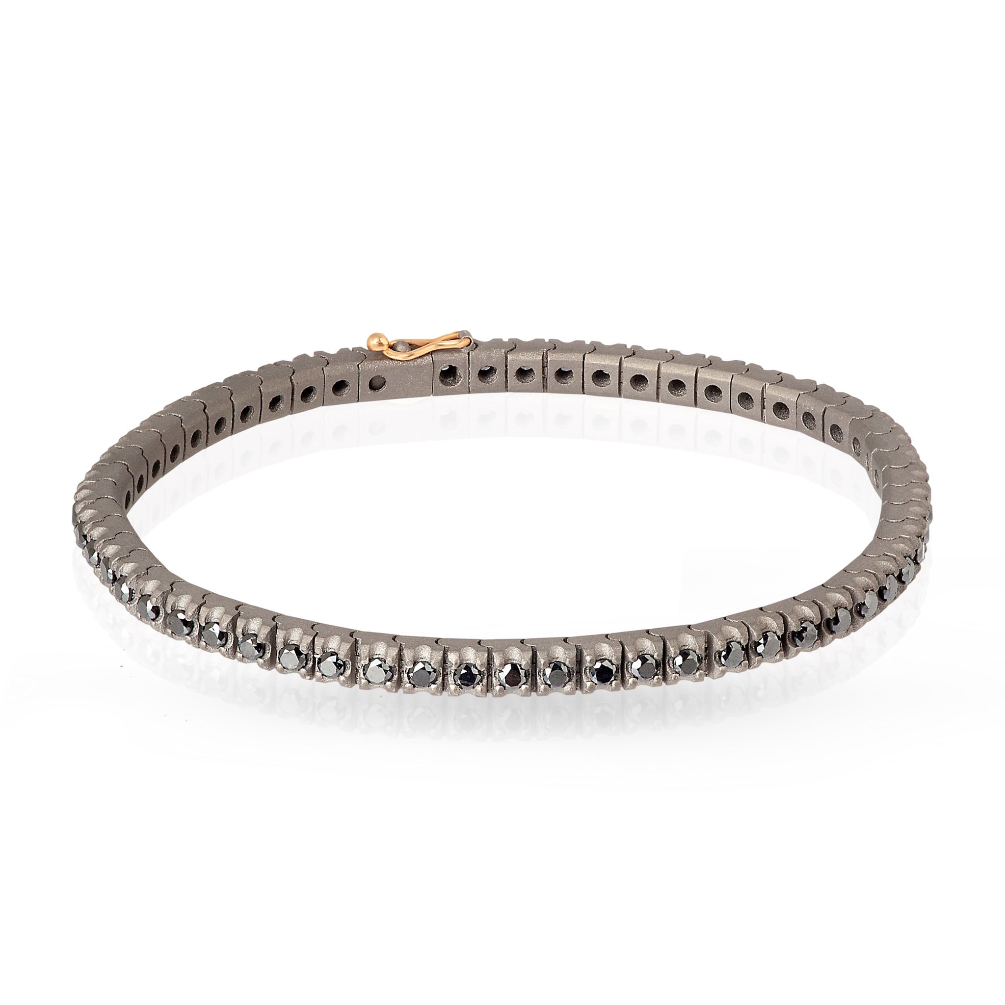 Bracelet TENNIS CLASSICO IN Titanium, Rose Gold 18 KT and Diamonds BLACK by 5 PUNTI.