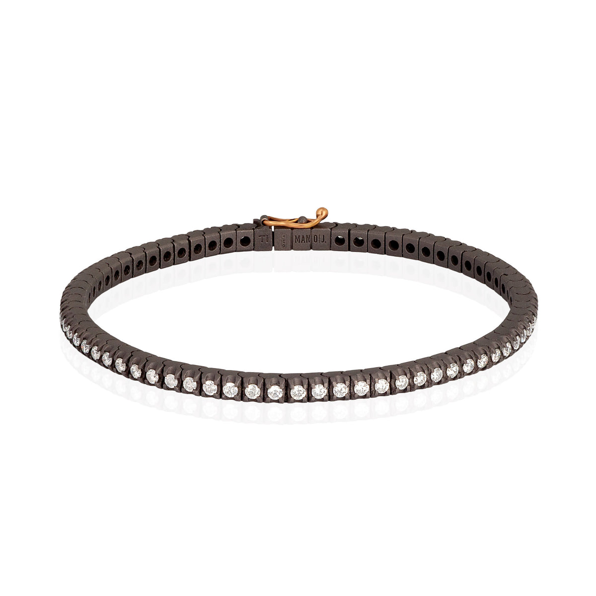 BRACCIALE TENNIS CLASSICO IN TITANIO, ORO ROSSO 18 KT E DIAMANTI WHITE DA 3 PUNTI