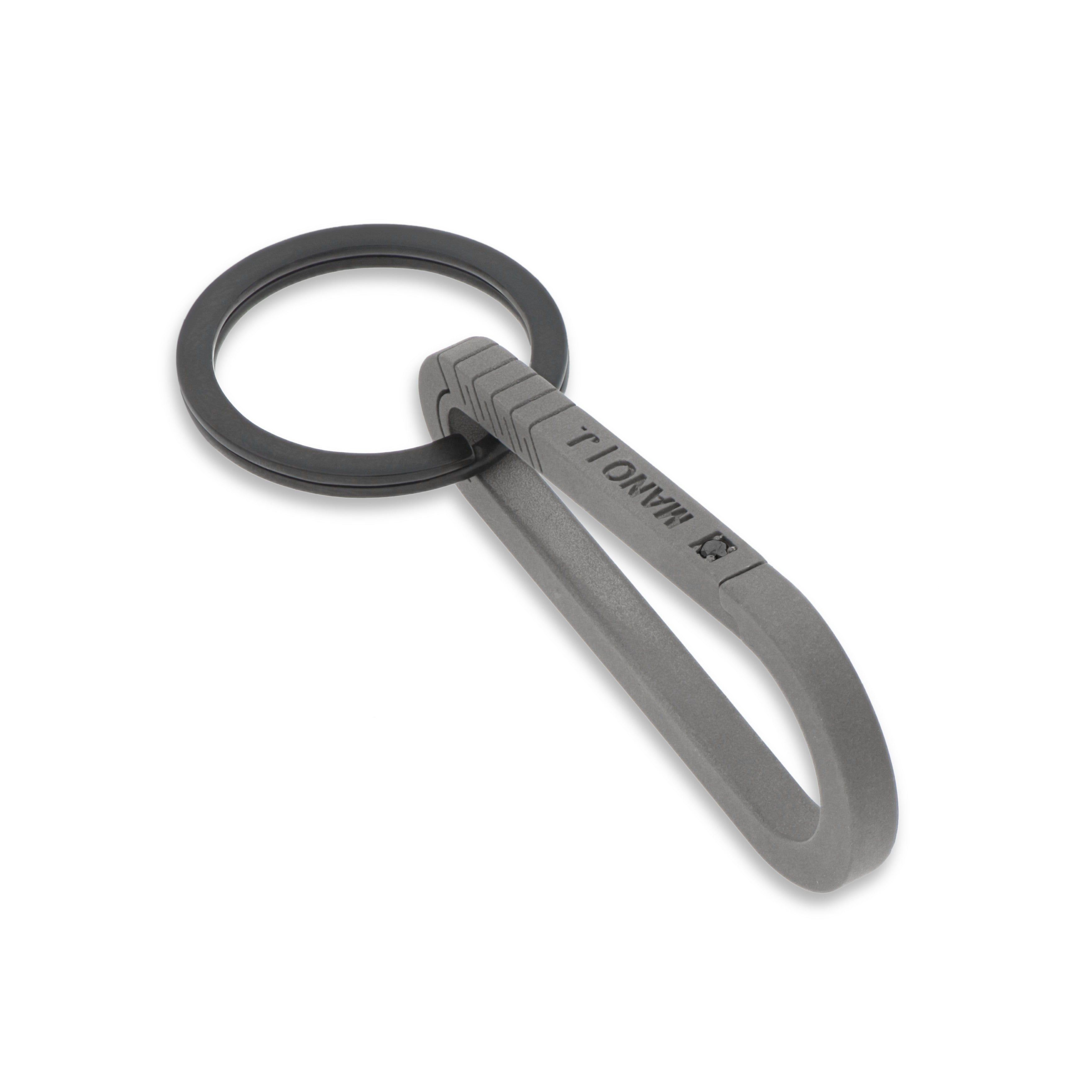 PORTACHIAVI MOSCHETTONE IN TITANIO CON DIAMANTE BLACK DA 3 PUNTI