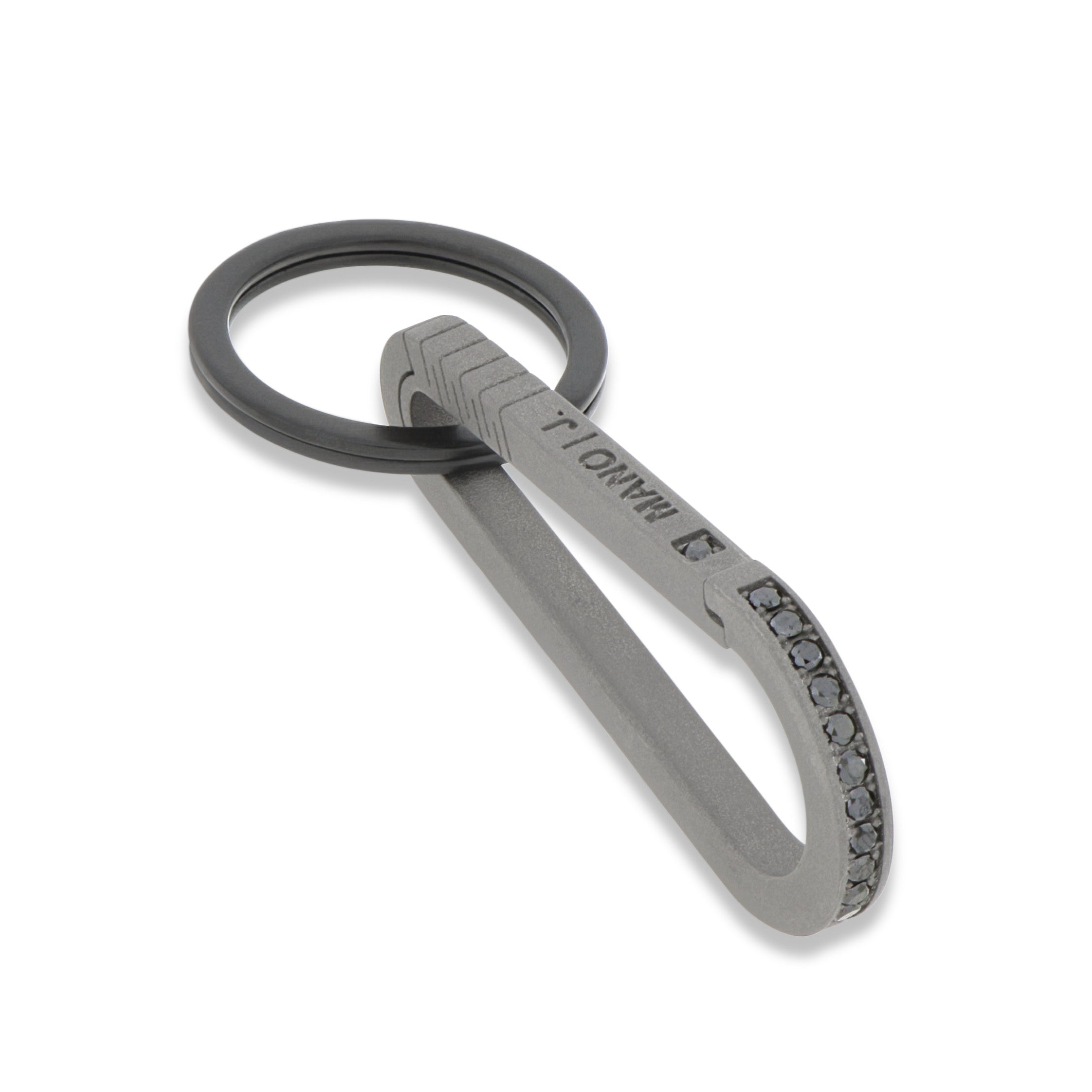 Keychains MOSCHETTONE IN Titanium with Diamonds BLACK by 3 PUNTI