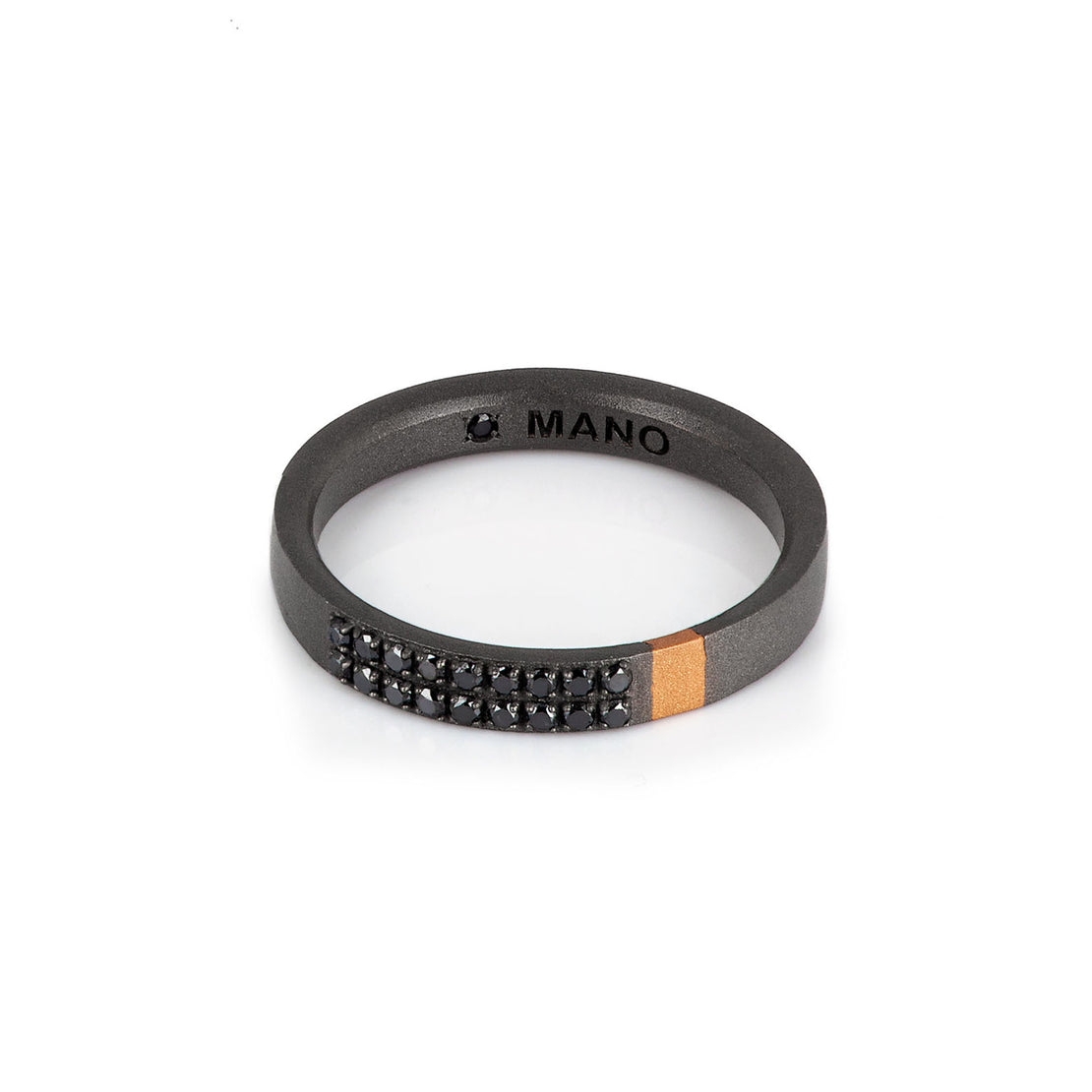 ANELLO UOMO  IN TITANIO, ORO ROSSO 18 KT E 18 DIAMANTI BLACK