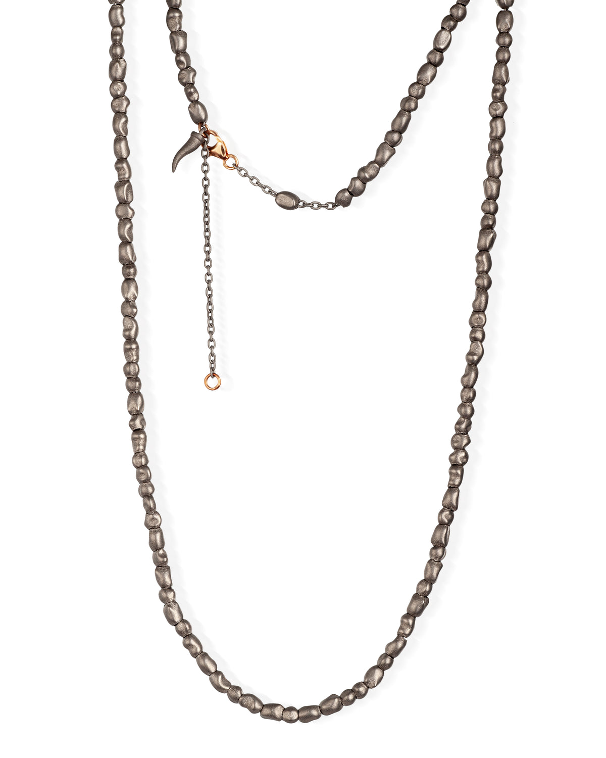 COLLANA UOMO CON SASSI IN TITANIO E CHIUSURA IN ORO ROSSO 9 KT