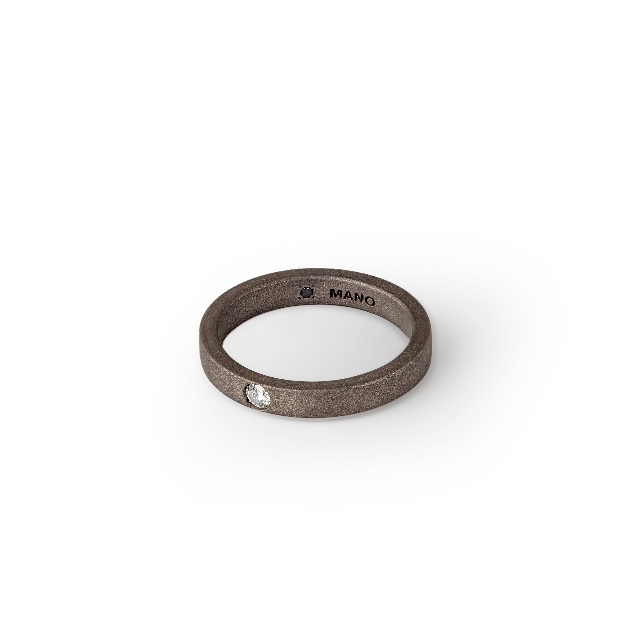 Solitaire ring UOMO VERETTA PIATTA IN Titanium with Diamond WHITE by 10 PUNTI