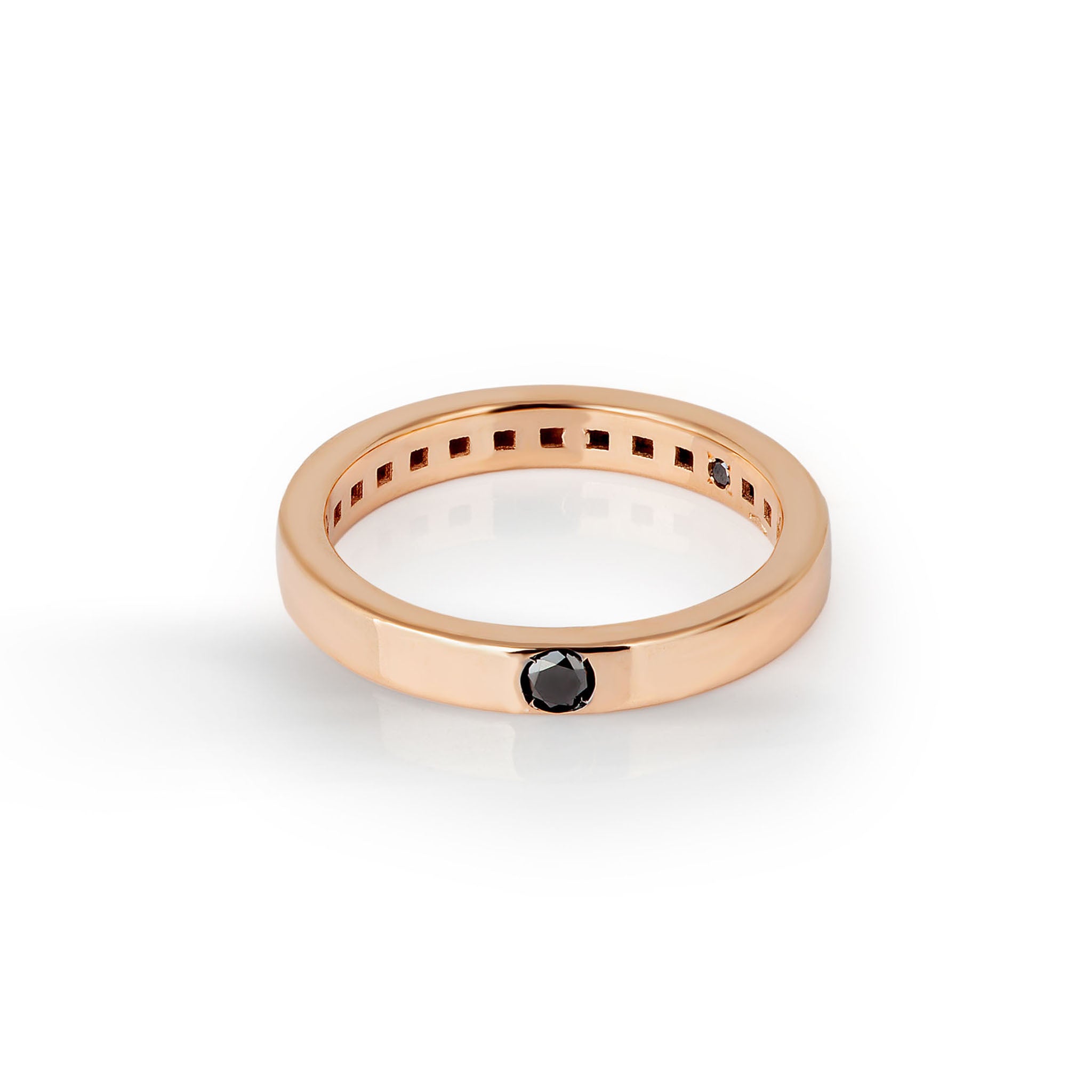 Solitaire ring Rose gold 9 KT and Diamond BLACK