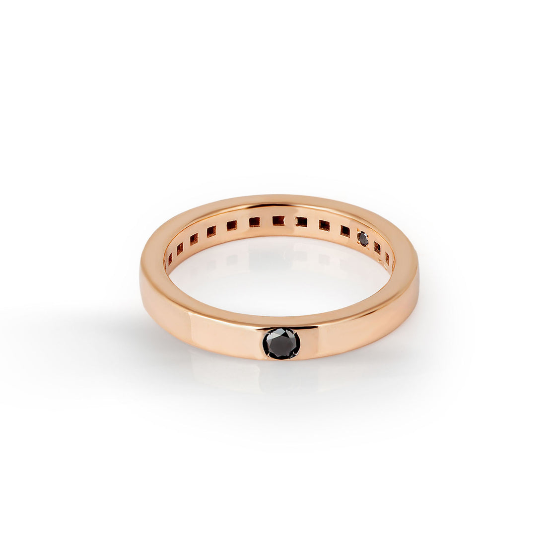 SOLITAIRE OR ROUGE 9 KT ET DIAMANT NOIR