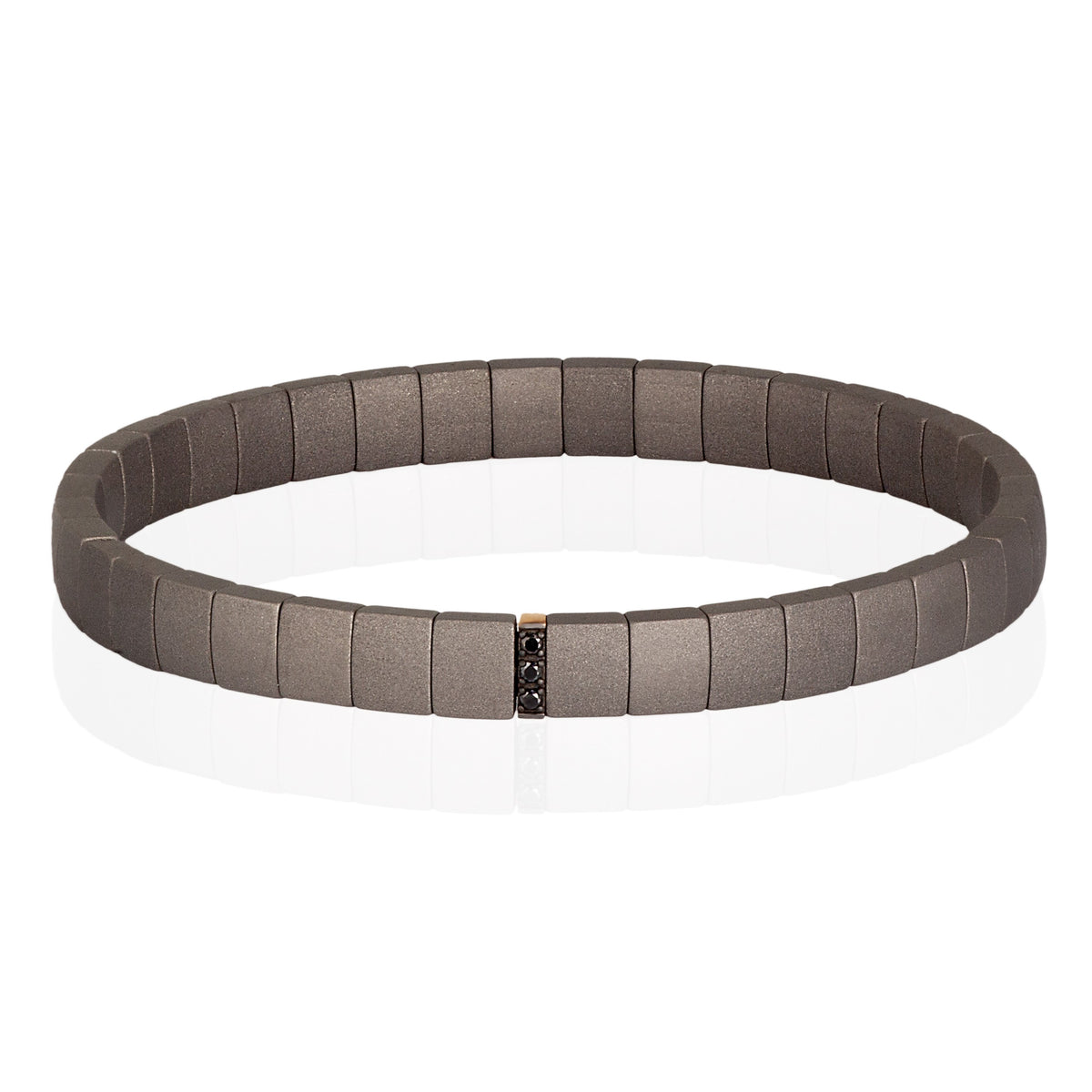 BRACCIALE IN TITANIO A DOPPIA MOLLA CON MODULO IN ORO ROSSO 9 KT E DIAMANTI BLACK