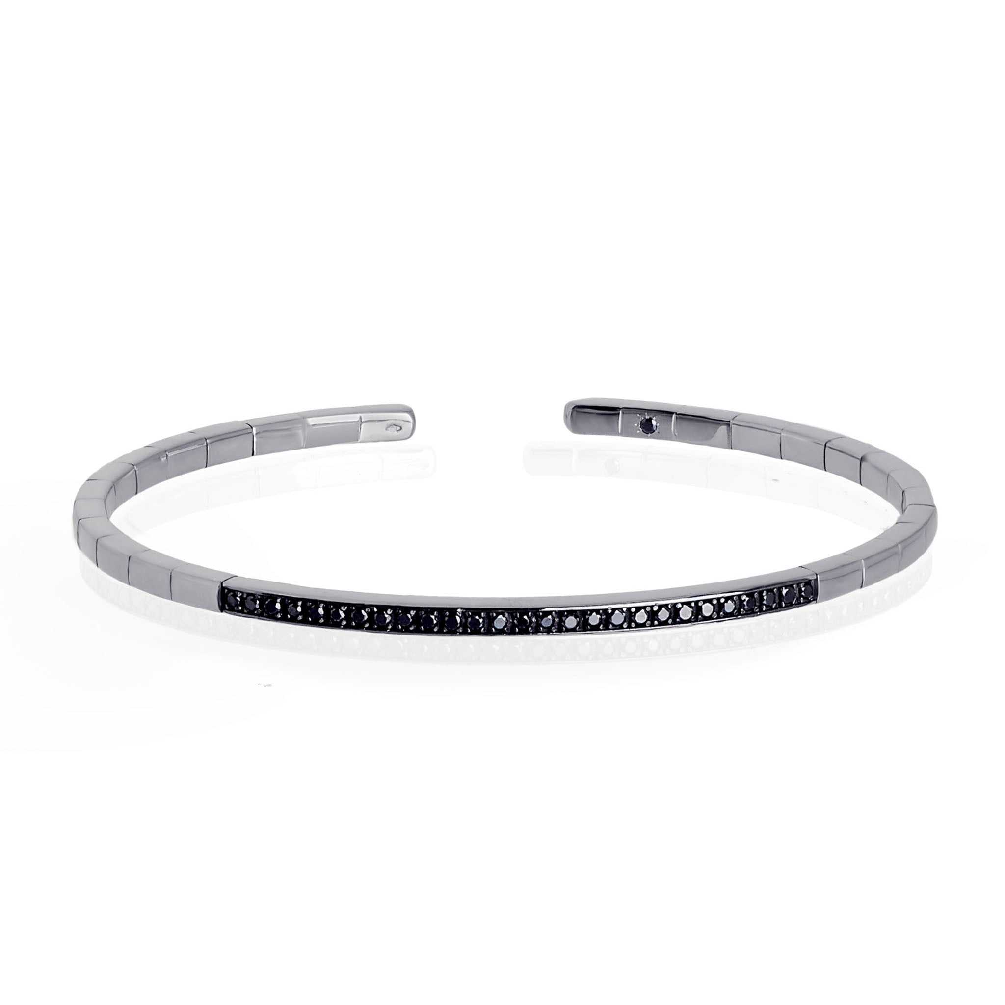 BRACCIALE A MOLLA IN ORO BIANCO 18KT E 27 DIAMANTI BLACK DA 1 PUNTO