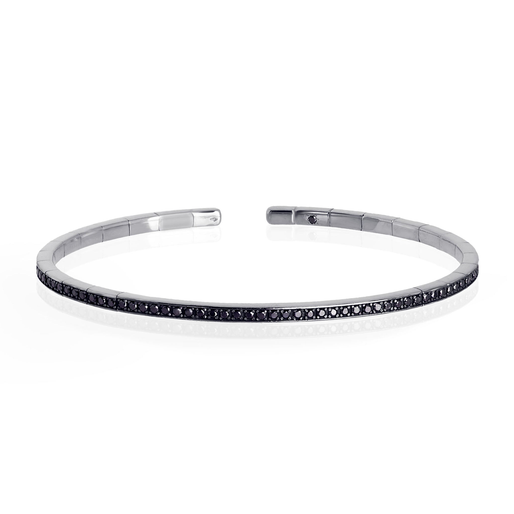 BRACCIALE UOMO A MOLLA IN ORO BIANCO 18KT  TUTTO INCASSATO CON DIAMANTI BLACK