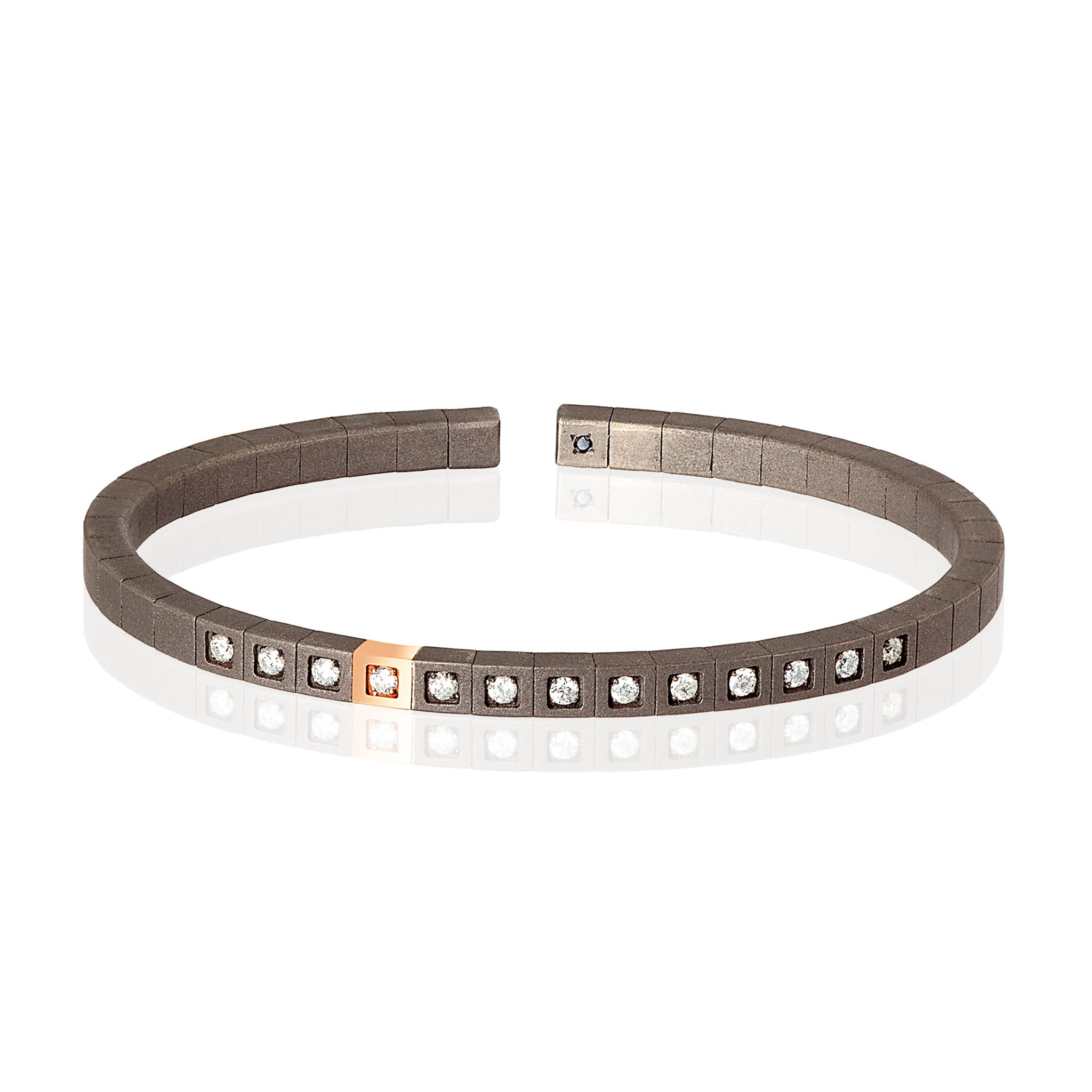 Bracelet UOMO IN Titanium, Rose gold 9 KT, Diamonds WHITE.