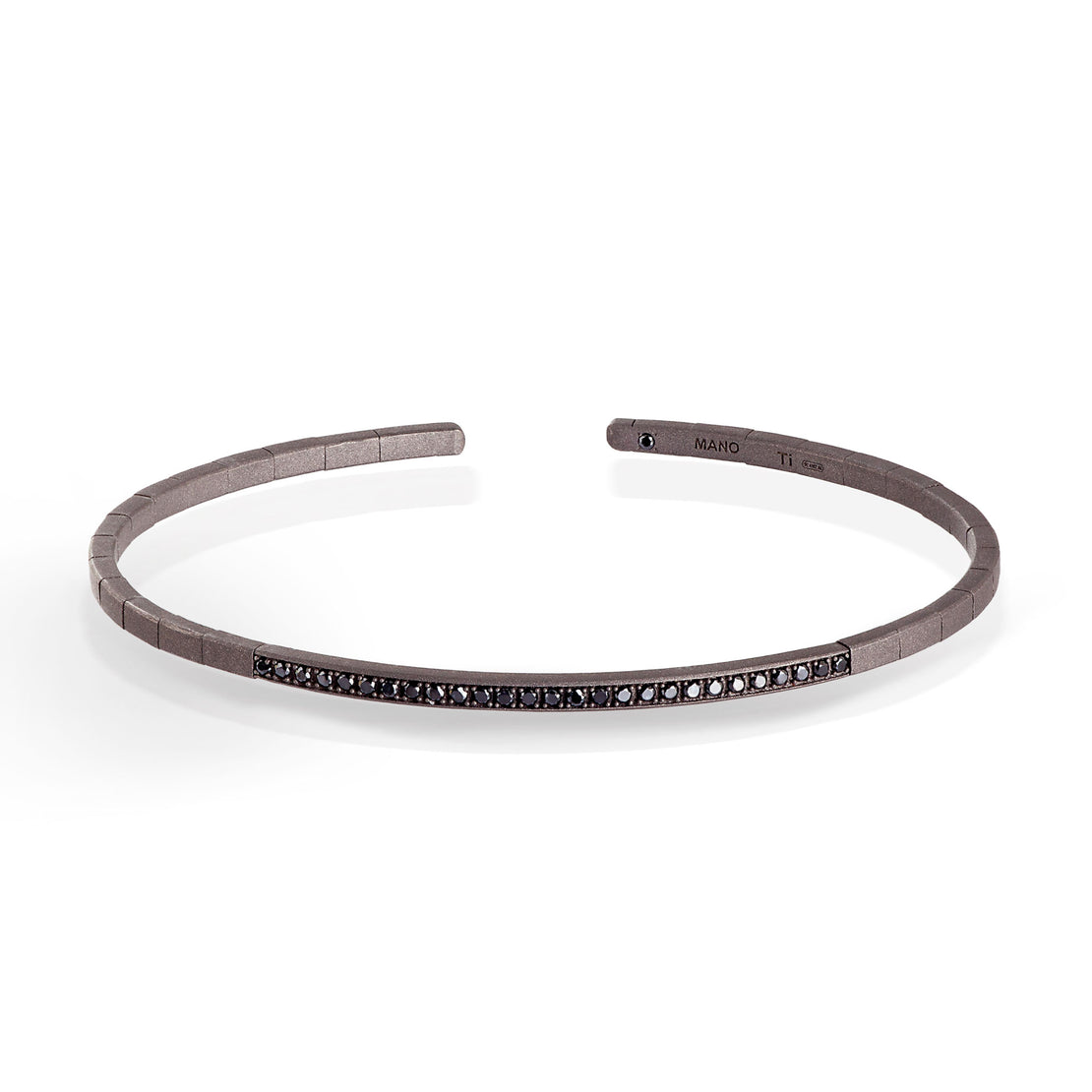 BRACELET À RESSORT EN TITANE ET 27 DIAMANTS NOIRS DE 1 POINT