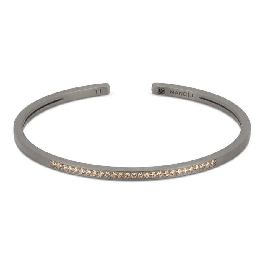 BRACCIALE A MOLLA IN TITANIO E 27 DIAMANTI BROWN DA 1 PUNTO
