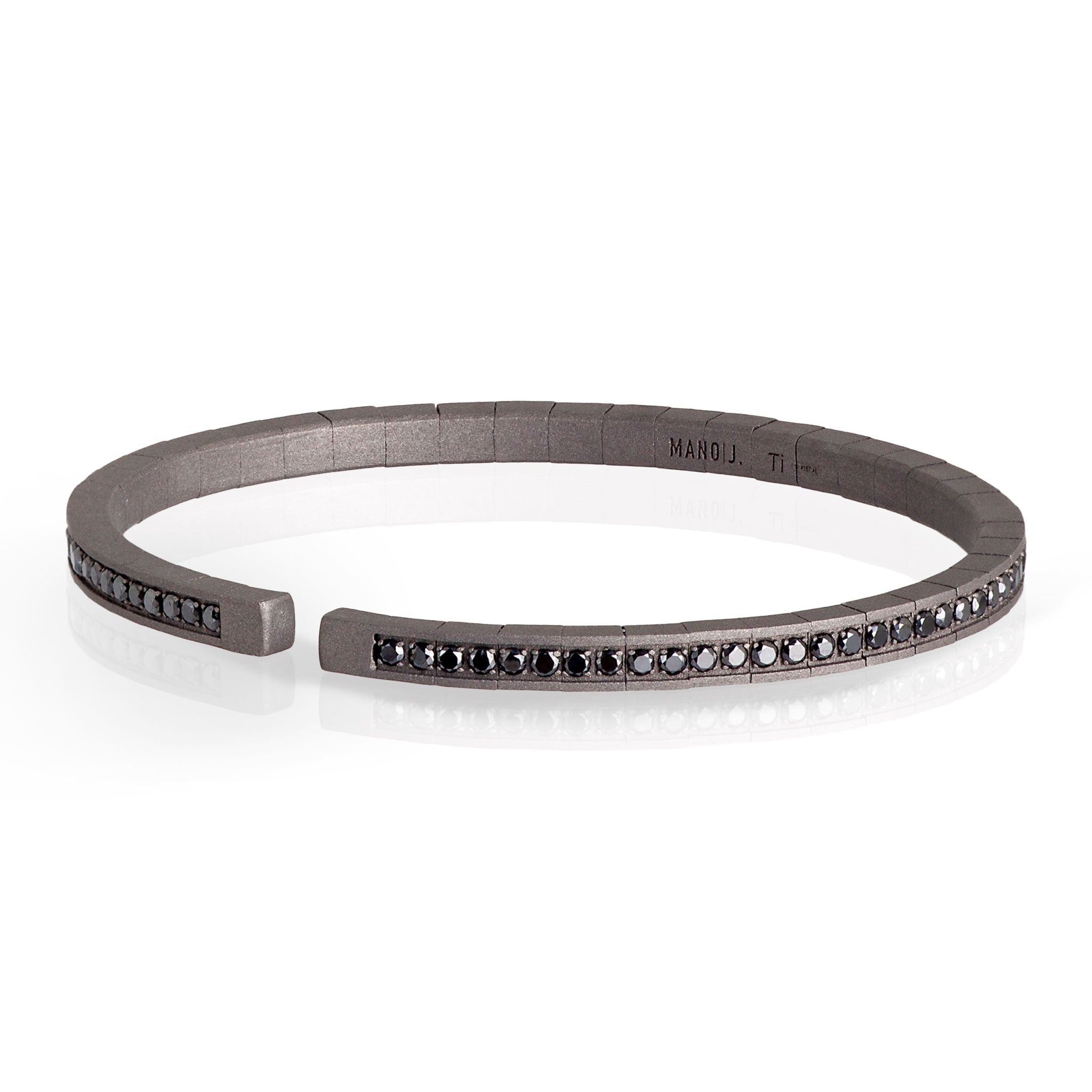 BRACELET HOMME À RESSORT GRAND EN TITANE ENTIÈREMENT SERTI DE DIAMANTS NOIRS