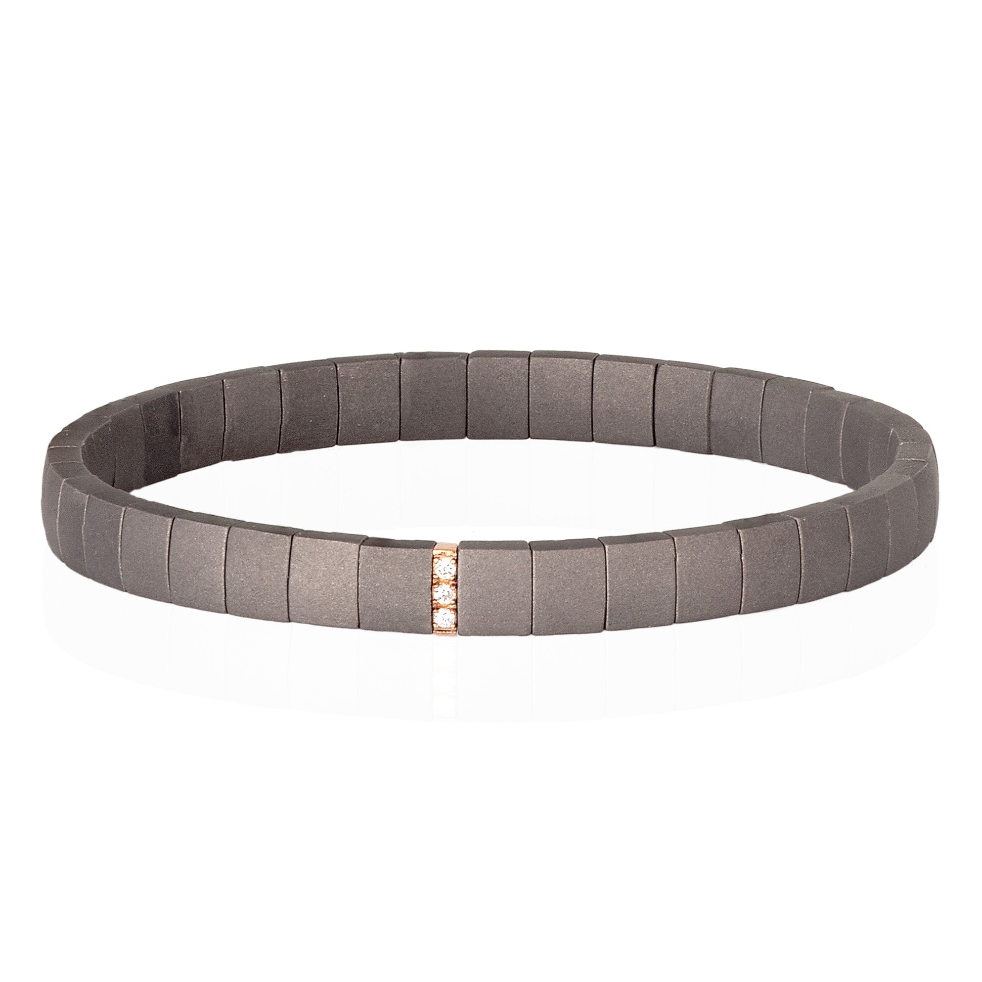 Bracelet IN Titanium A DOPPIA MOLLA with MODULO IN Rose gold 9 KT and Diamonds WHITE