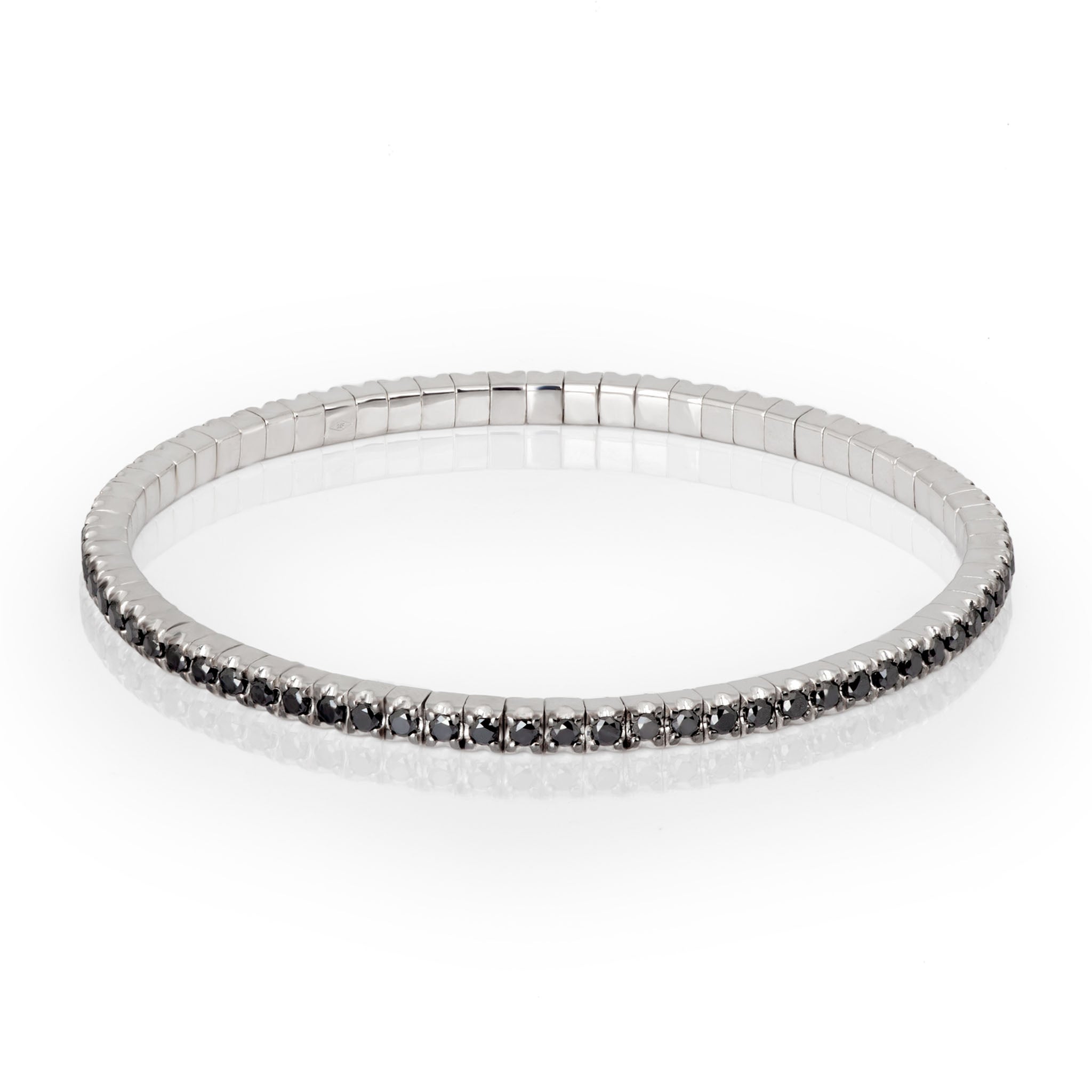 BRACCIALE TENNIS ELASTICO IN ORO BIANCO 9 KT E DIAMANTI BLACK