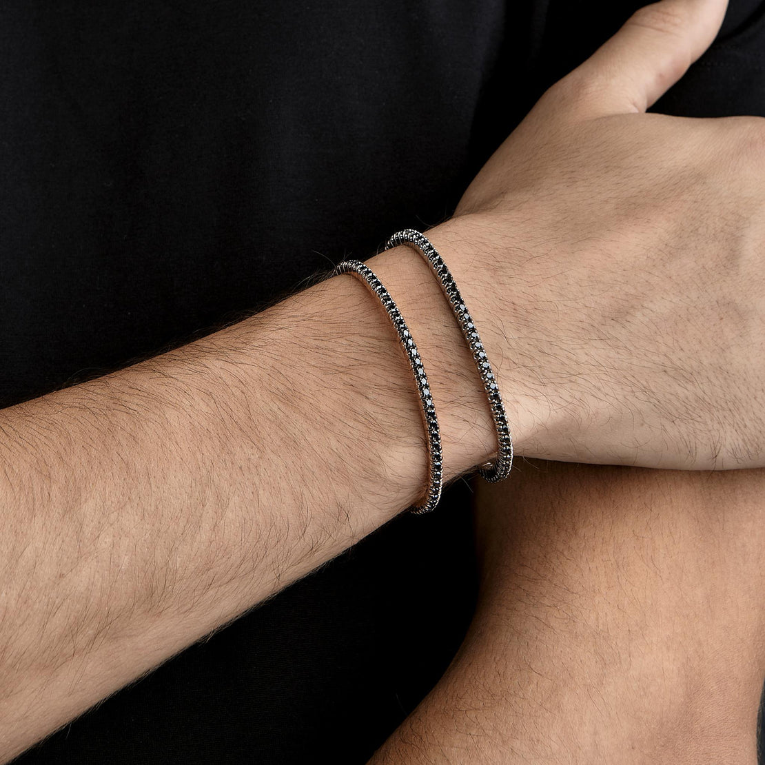 BRACCIALE TENNIS LOOP IN ORO ROSSO 9 KT E DIAMANTI BLACK