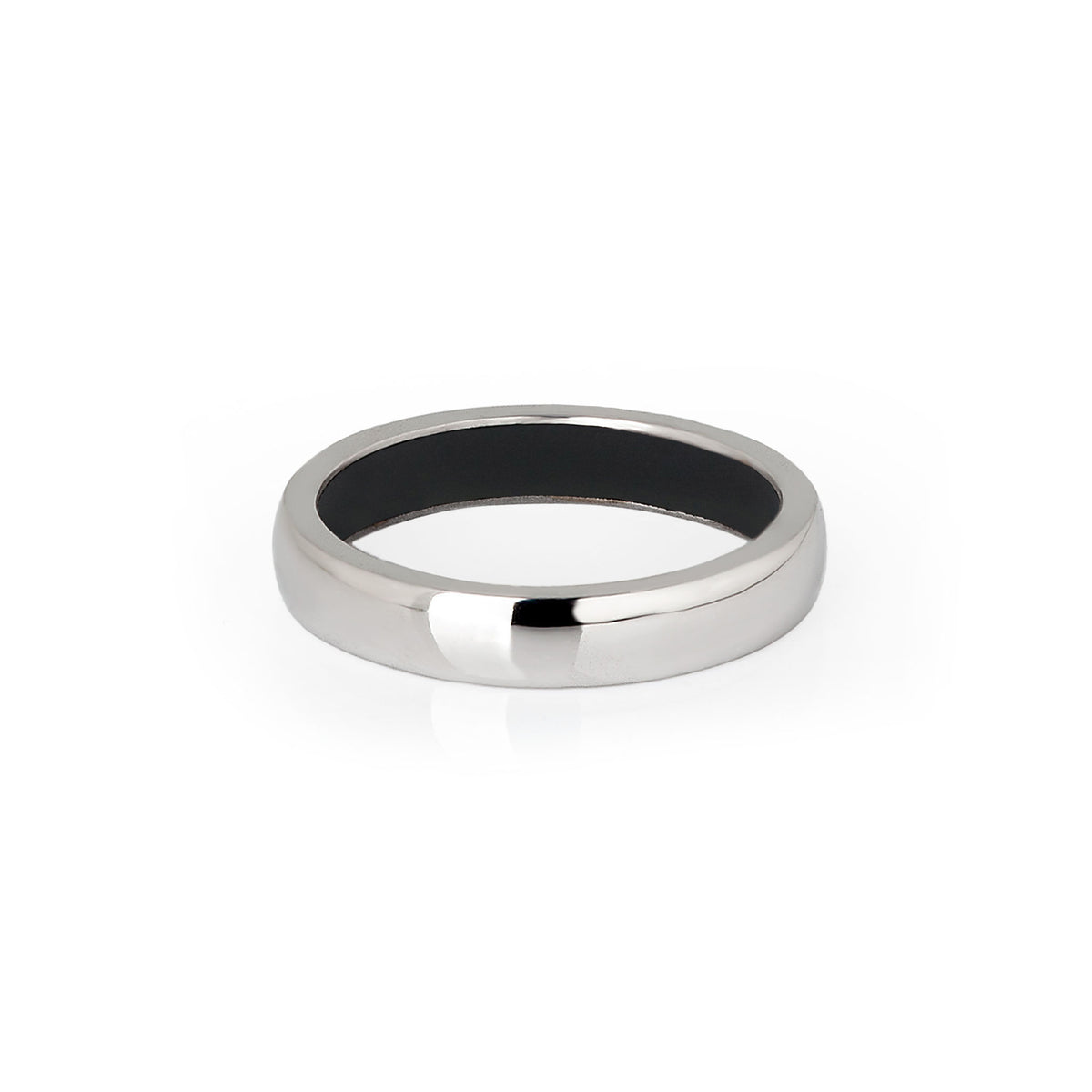 FEDE MATRIMONIALE IN ORO BIANCO 18 KT E INTERNO IN TITANIO NERO