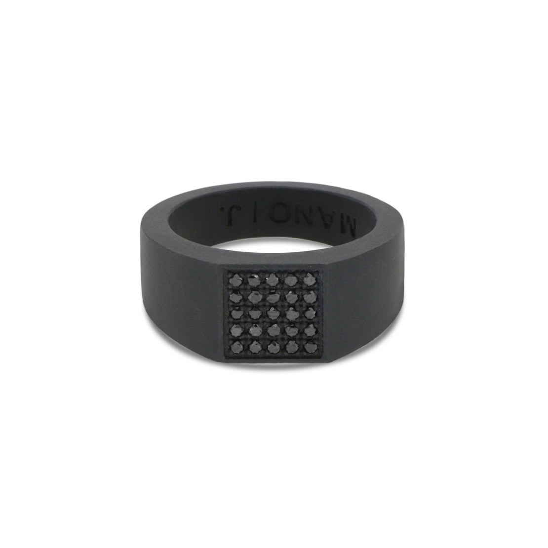 ANELLO UOMO IN TITANIO NERO CON PAVE' DI 25 DIAMANTI BLACK