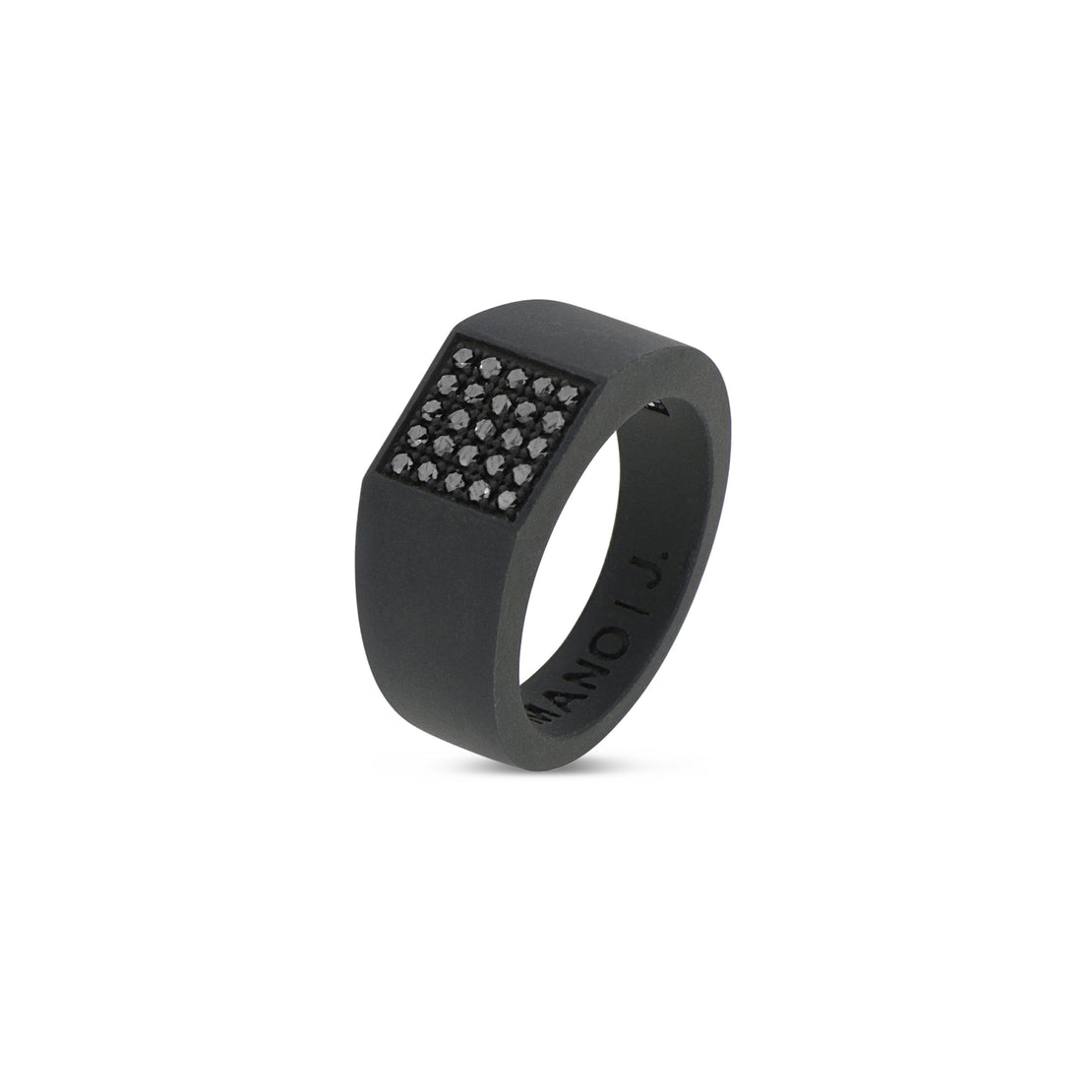 ANELLO UOMO IN TITANIO NERO CON PAVE' DI 25 DIAMANTI BLACK