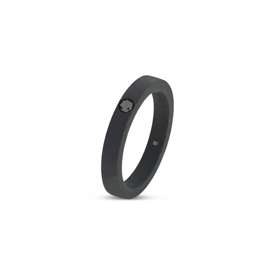 SOLITAIRE HOMME EN TITANE NOIR AVEC DIAMANT NOIR DE 10 POINTS