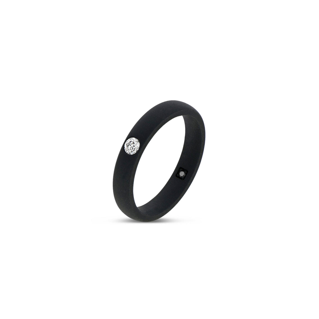 SOLITAIRE HOMME EN TITANE NOIR AVEC DIAMANT BLANC DE 10 POINTS