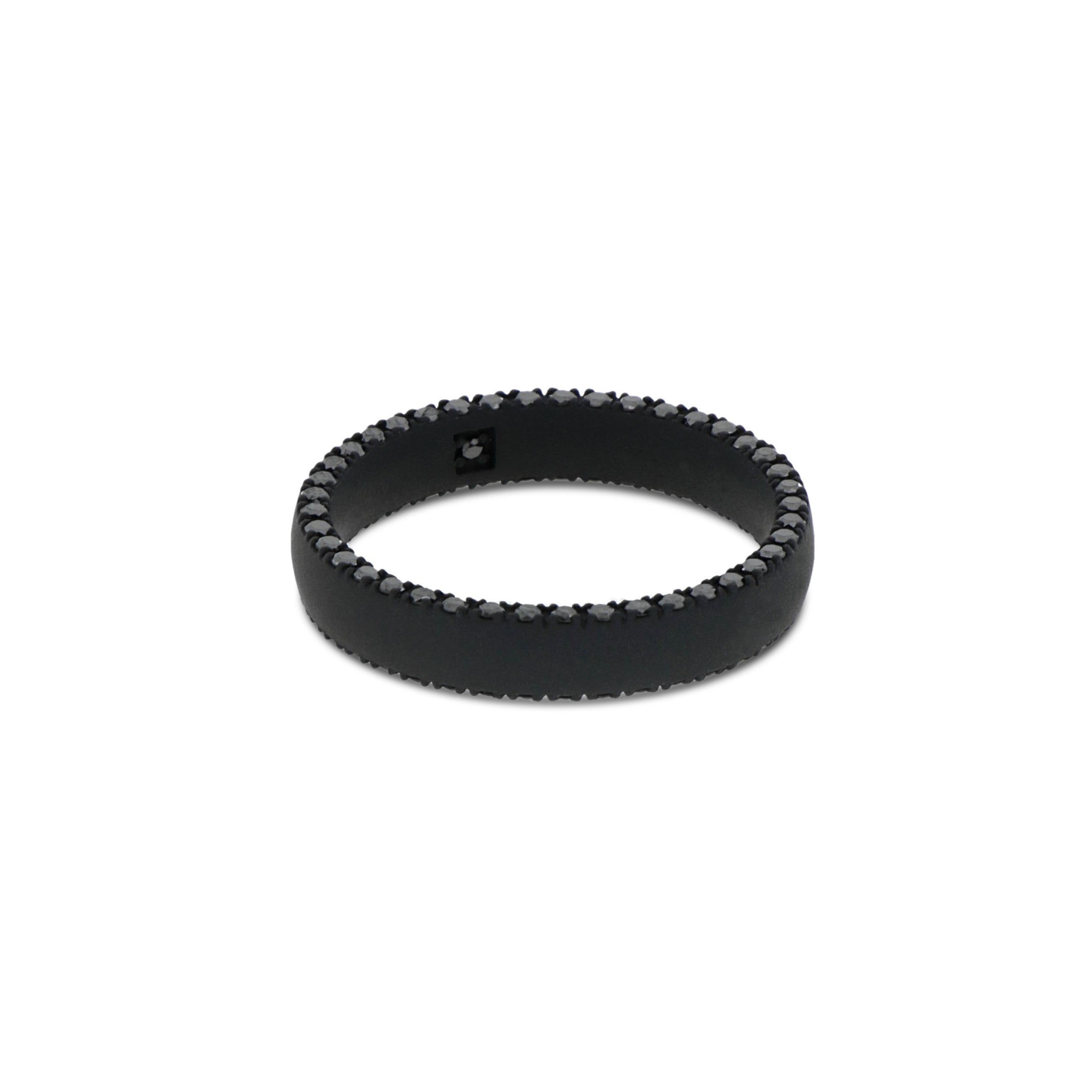 Band MATRIMONIALE IN Titanium NERO and Diamonds BLACK LATERALI