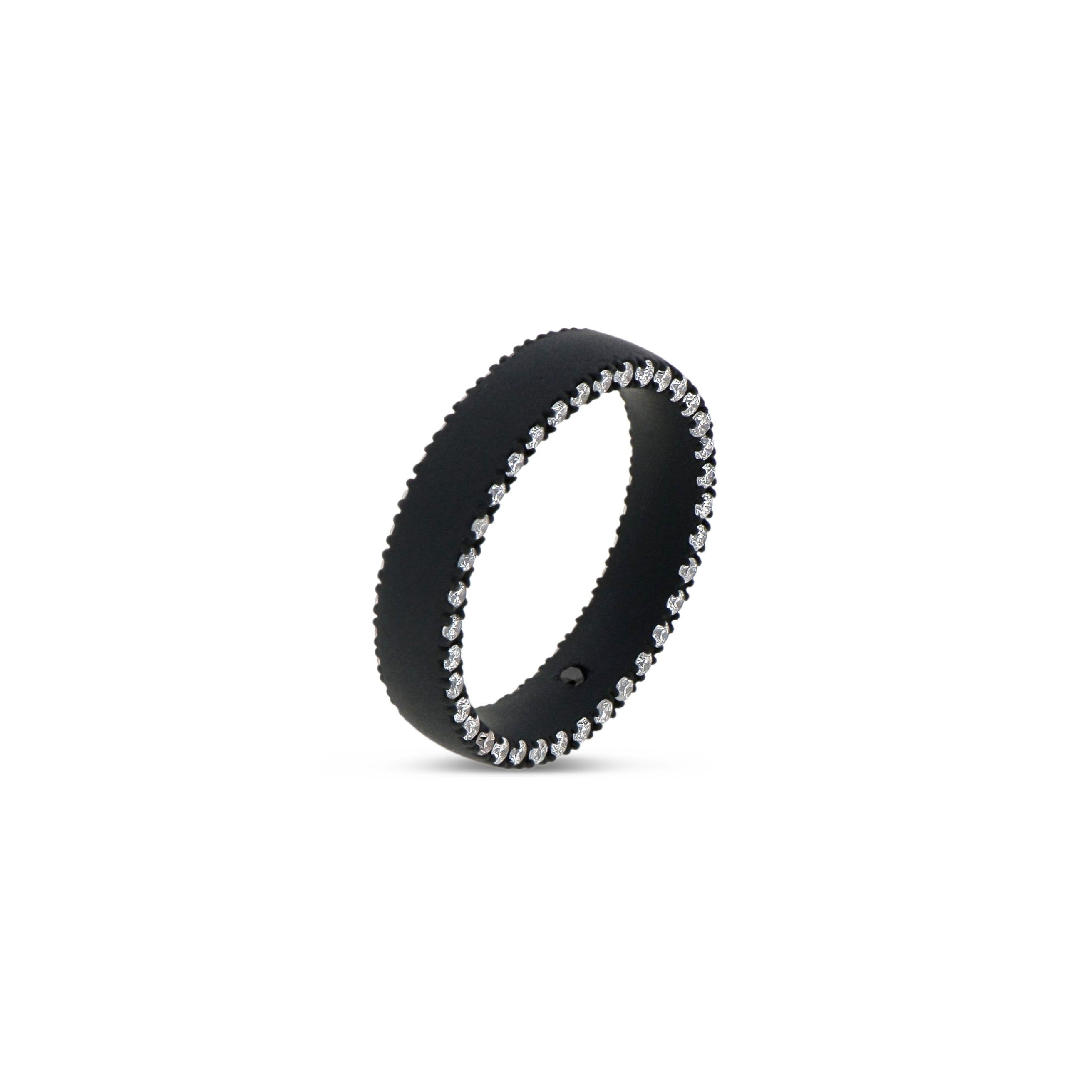 FEDE MATRIMONIALE IN TITANIO NERO E DIAMANTI WHITE LATERALI