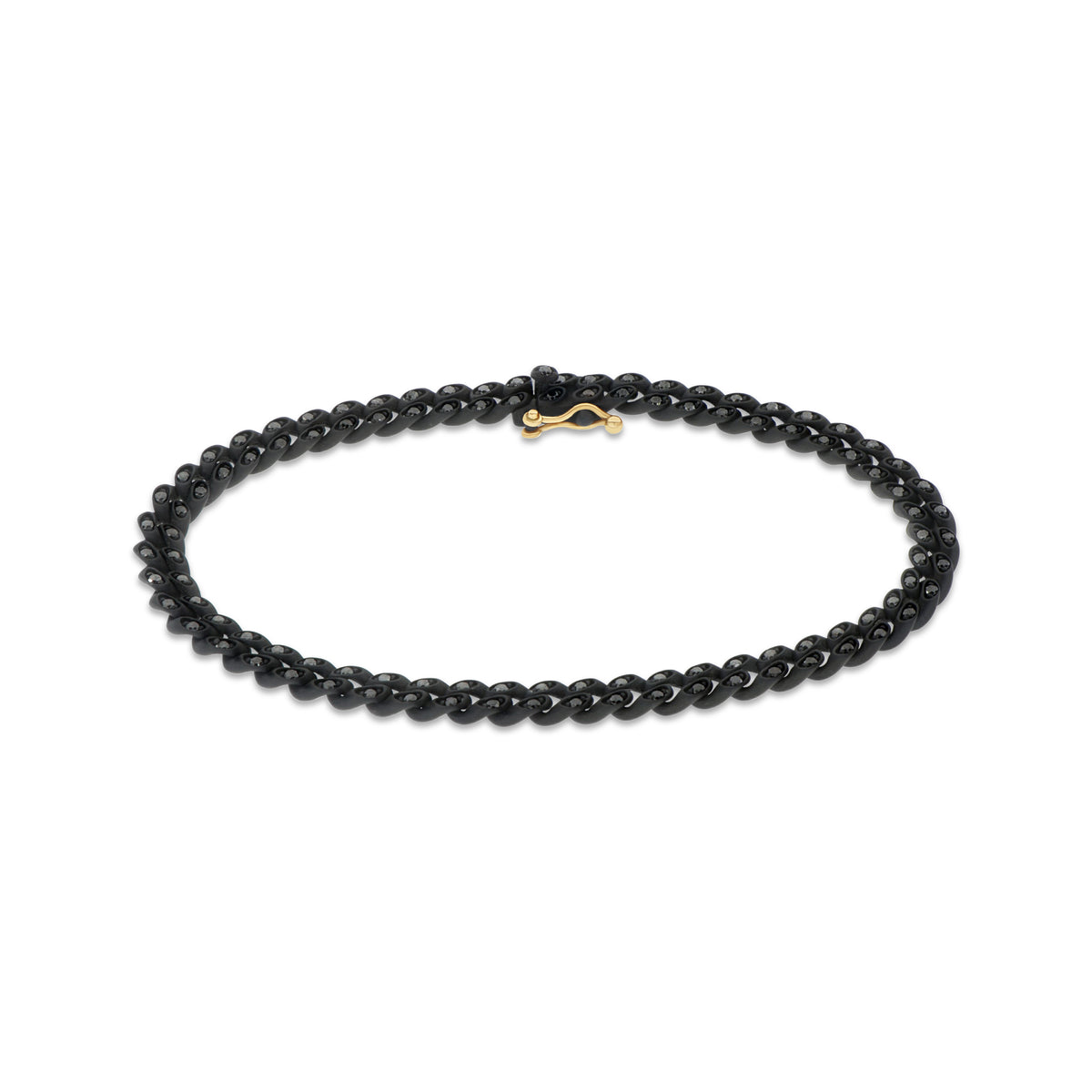 BRACCIALE GROUMETTE MINI IN TITANIO NERO, DIAMANTI BLACK E ORO ROSSO 18KT