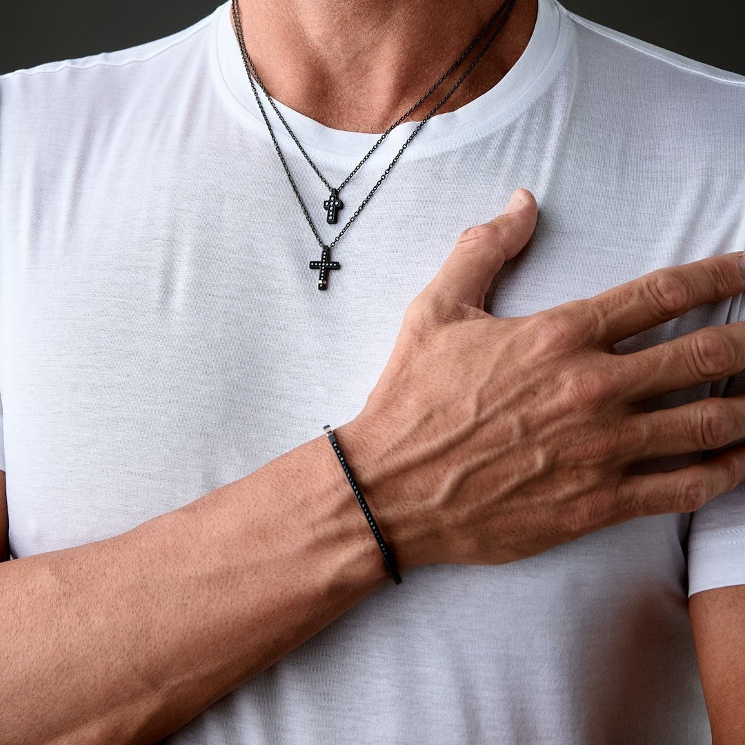 BRACCIALE A MOLLA IN TITANIO NERO, ORO ROSSO 9 KT E 27 DIAMANTI BLACK