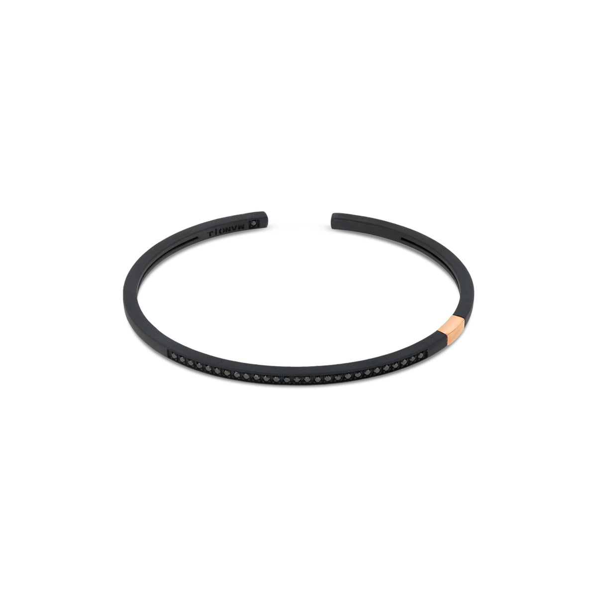 BRACCIALE A MOLLA IN TITANIO NERO, ORO ROSSO 9 KT E 27 DIAMANTI BLACK