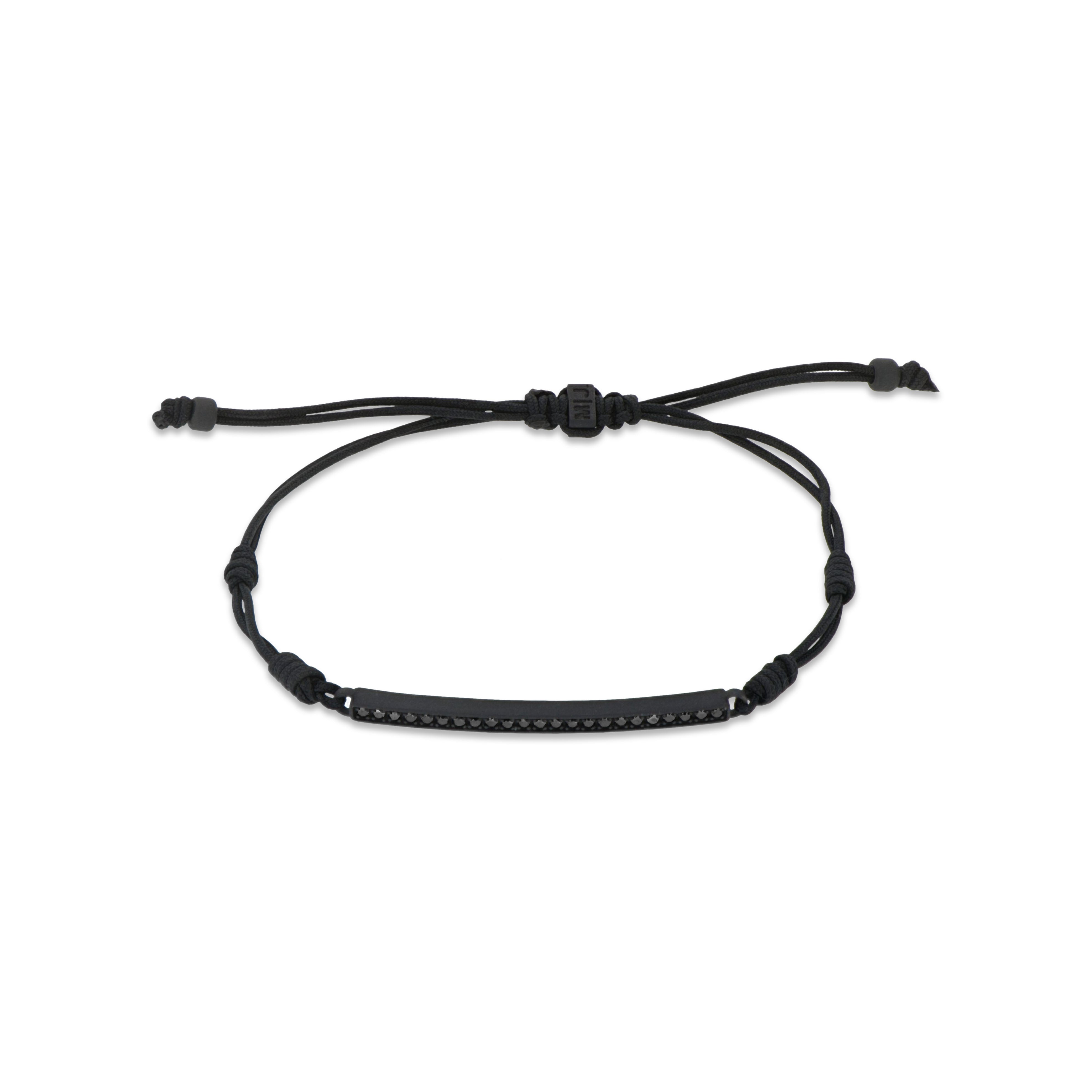 Bracelet BARRETTA IN Titanium NERO with Diamonds BLACK and LACCETTO NERO