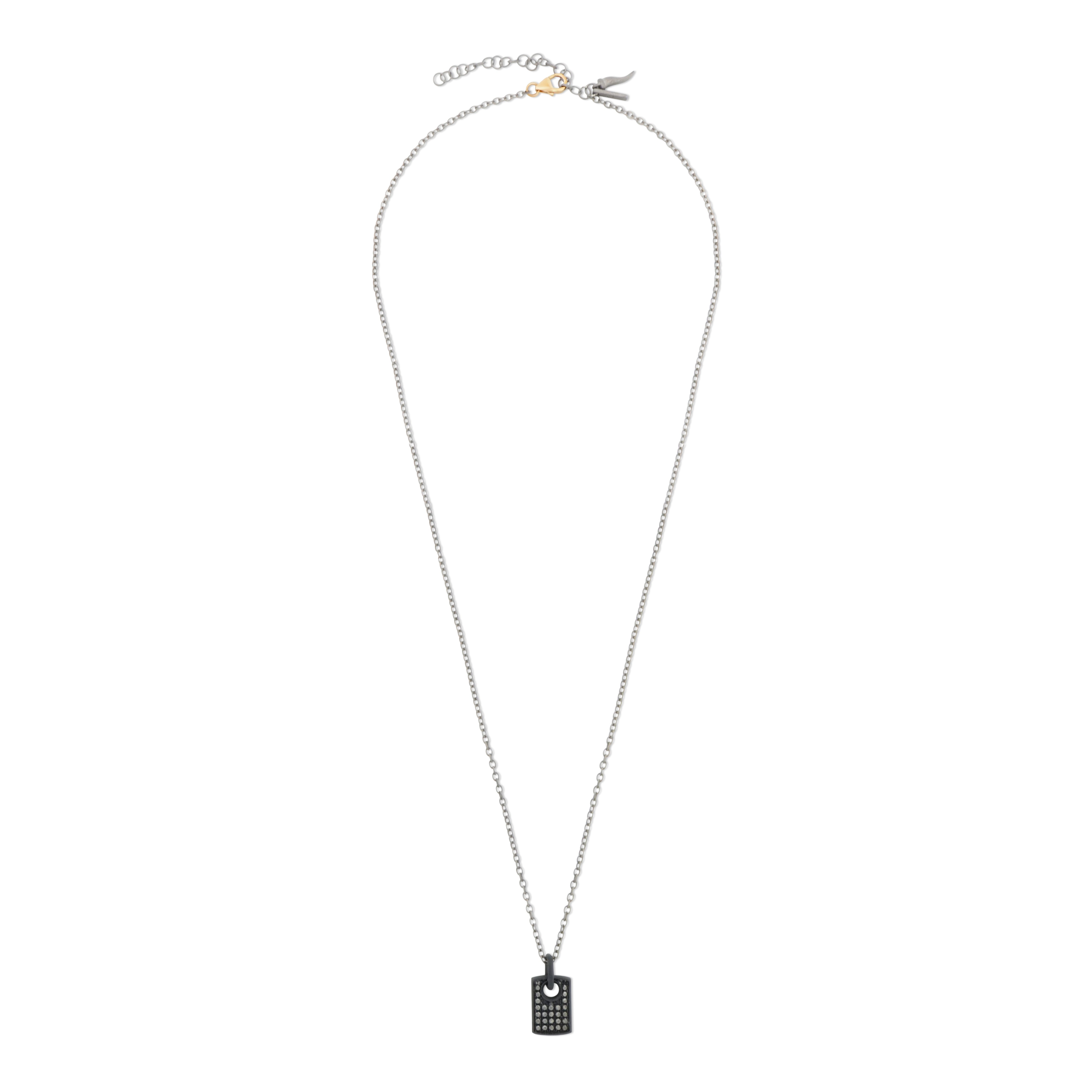 COLLANA TITANIO NERO CON TARGHETTA E DIAMANTI BLACK