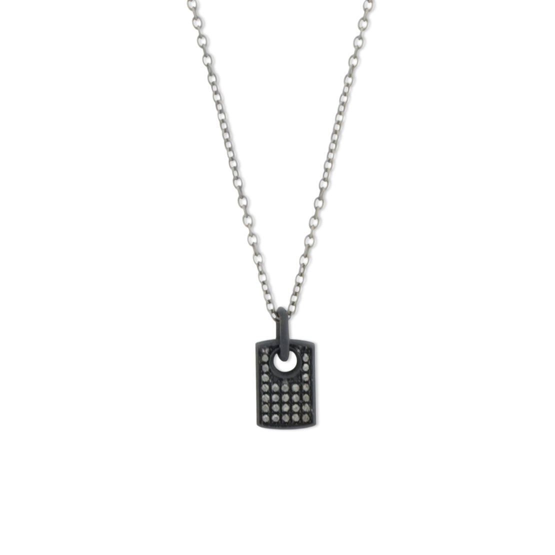 COLLIER TITANE NOIR AVEC PLAQUE ET DIAMANTS NOIRS