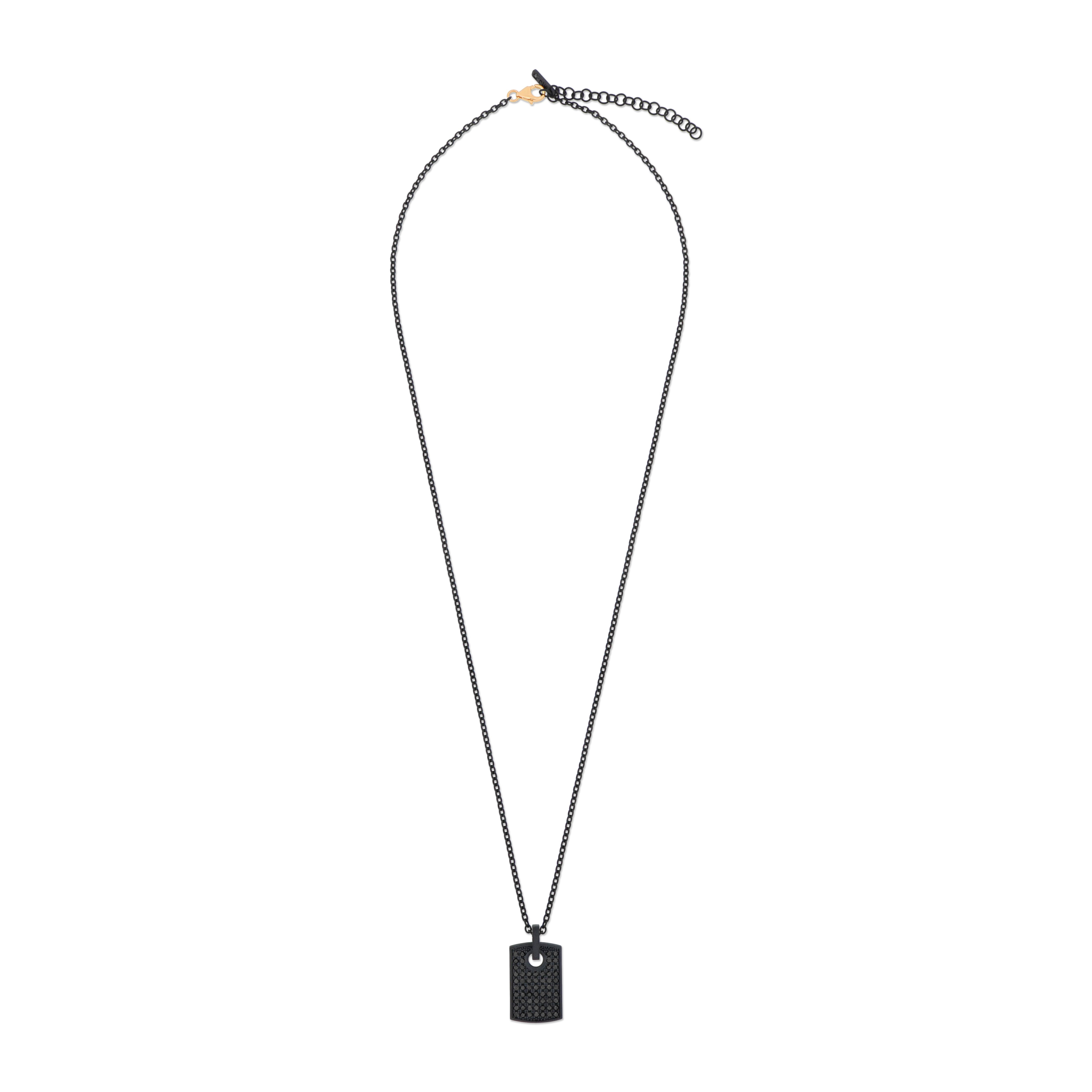 COLLANA CON TARGHETTA IN TITANIO NERO, ORO ROSSO E DIAMANTI BLACK