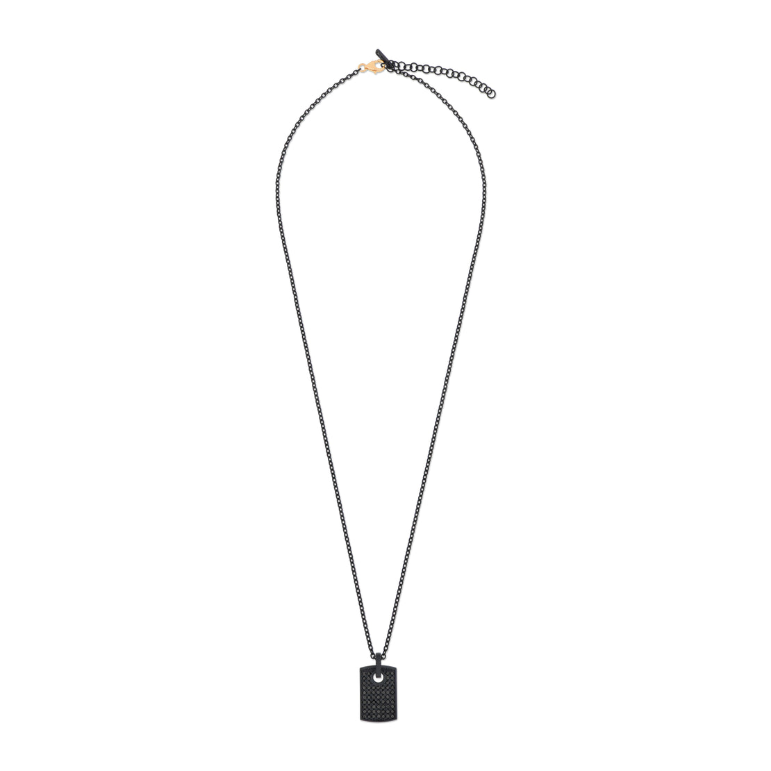 COLLANA CON TARGHETTA IN TITANIO NERO, ORO ROSSO E DIAMANTI BLACK