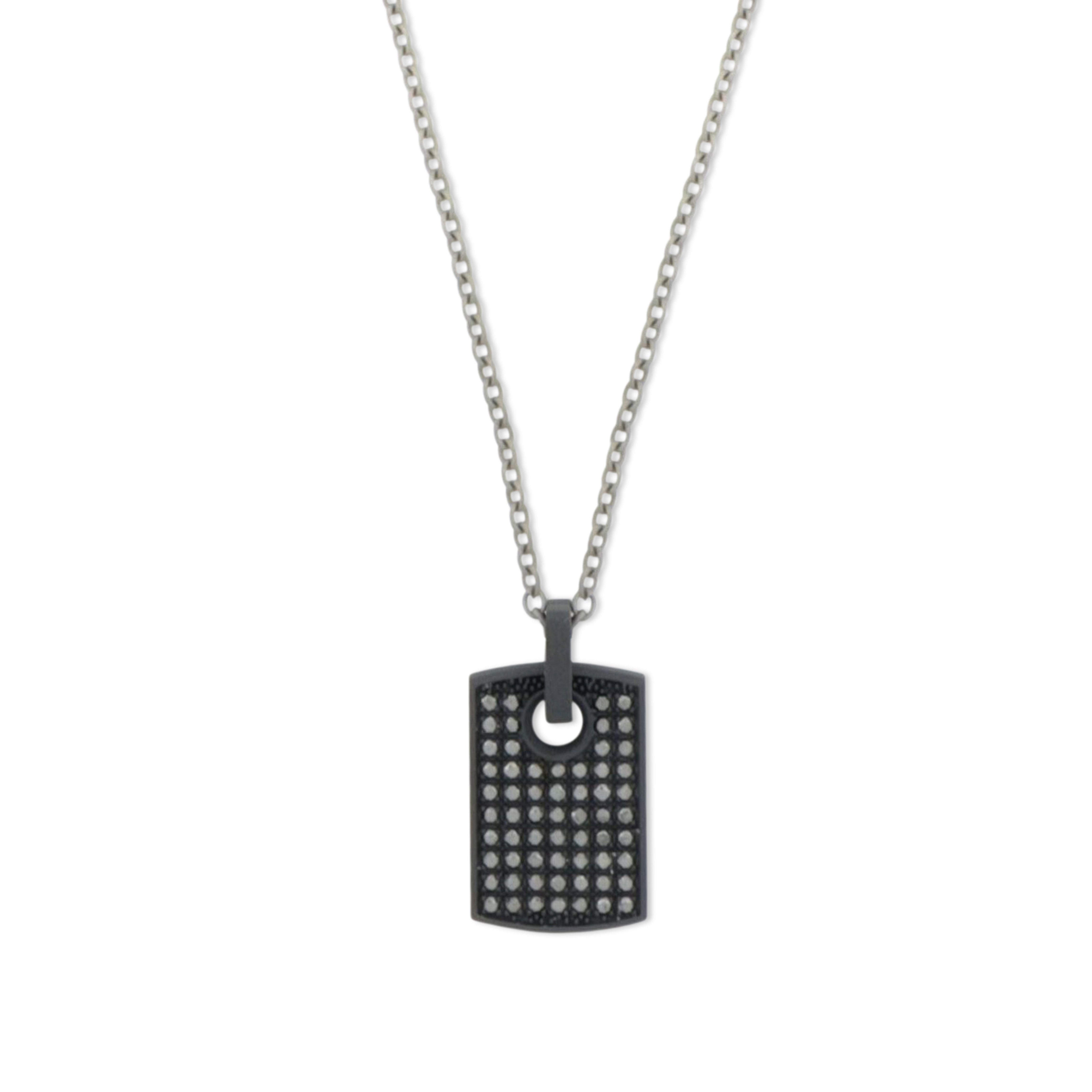 COLLANA CON TARGHETTA IN TITANIO NERO, ORO ROSSO E DIAMANTI BLACK