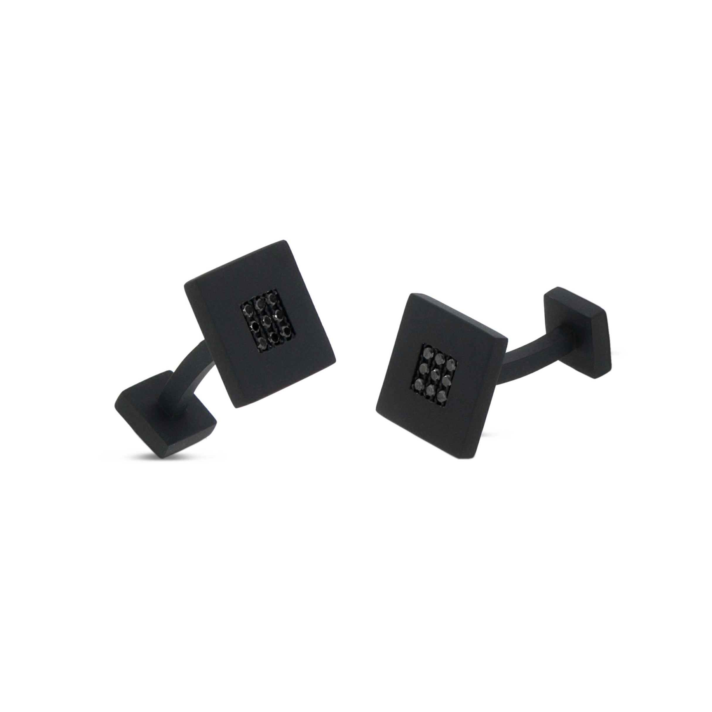 GEMELLI IN TITANIO NERO E 18 DIAMANTI BLACK
